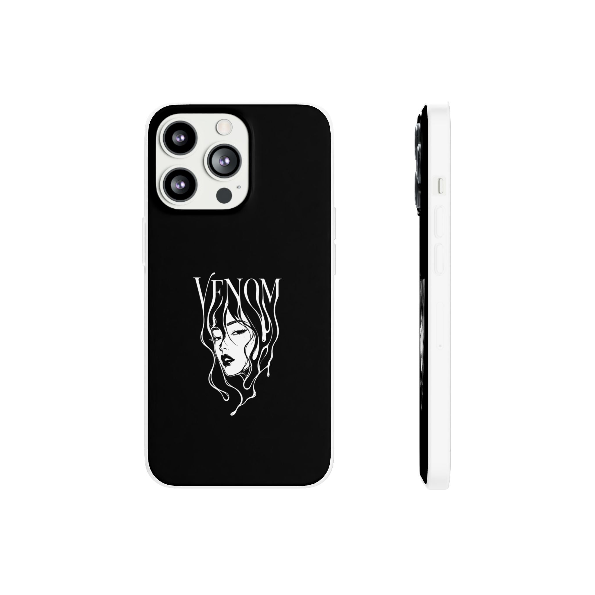 Venom Goth Phone Case — Black Protective Flexible Phone Case with Dark Femme Artwork