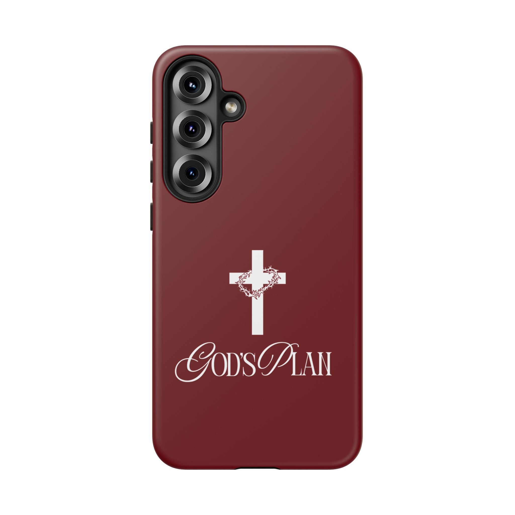 God's Plan — Christian Tough Phone Case | Cross Faith Burgundy Cover