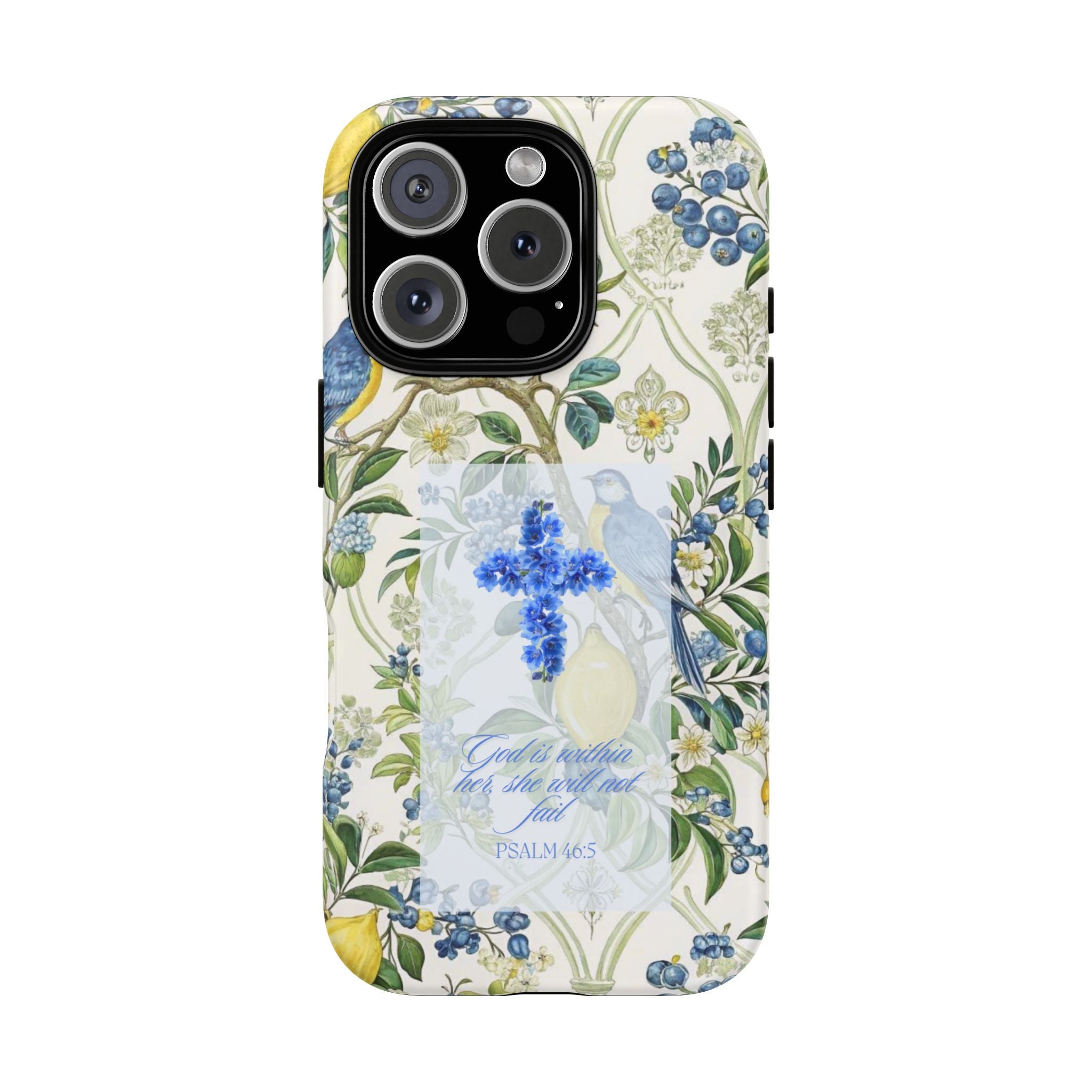Floral Cross Tough Phone Case — Psalms Blessing Protective Cover