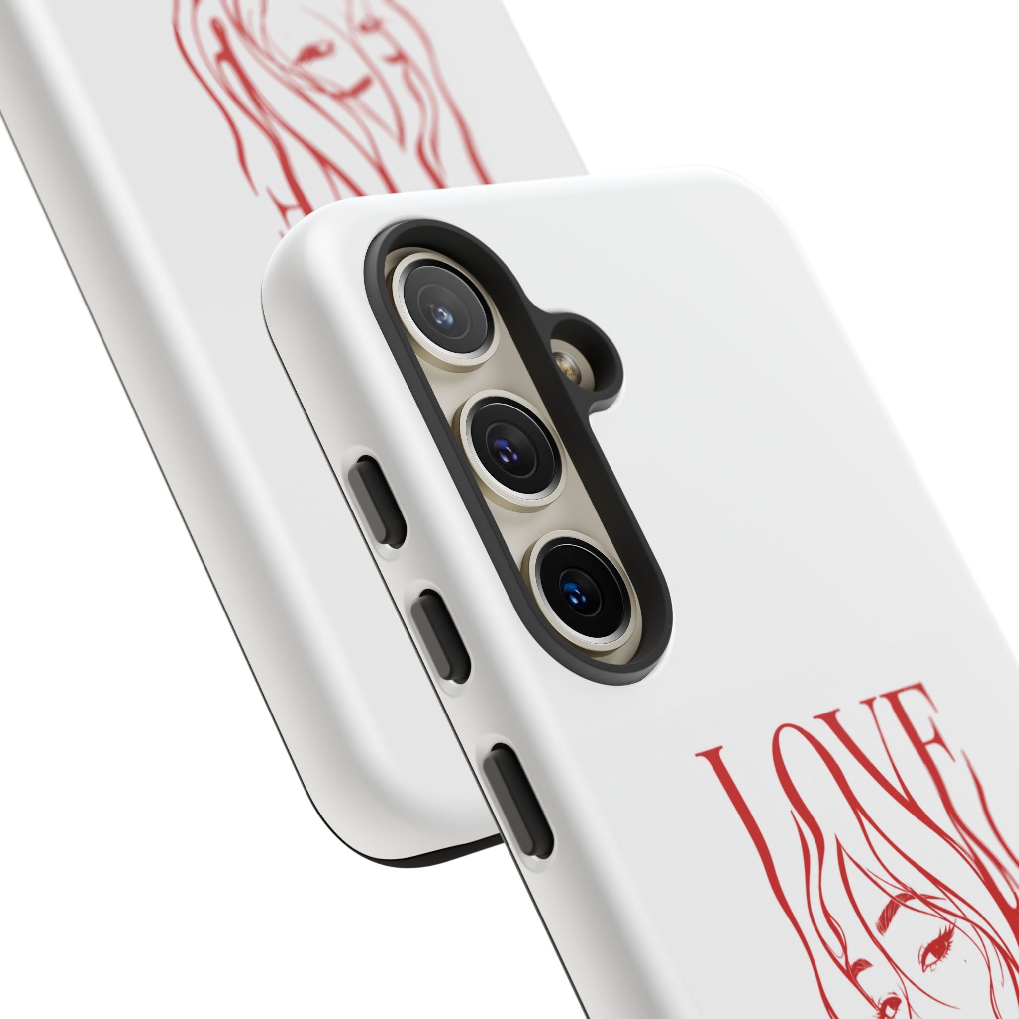 Red Line Art 'Love' Face Design - Tough Case