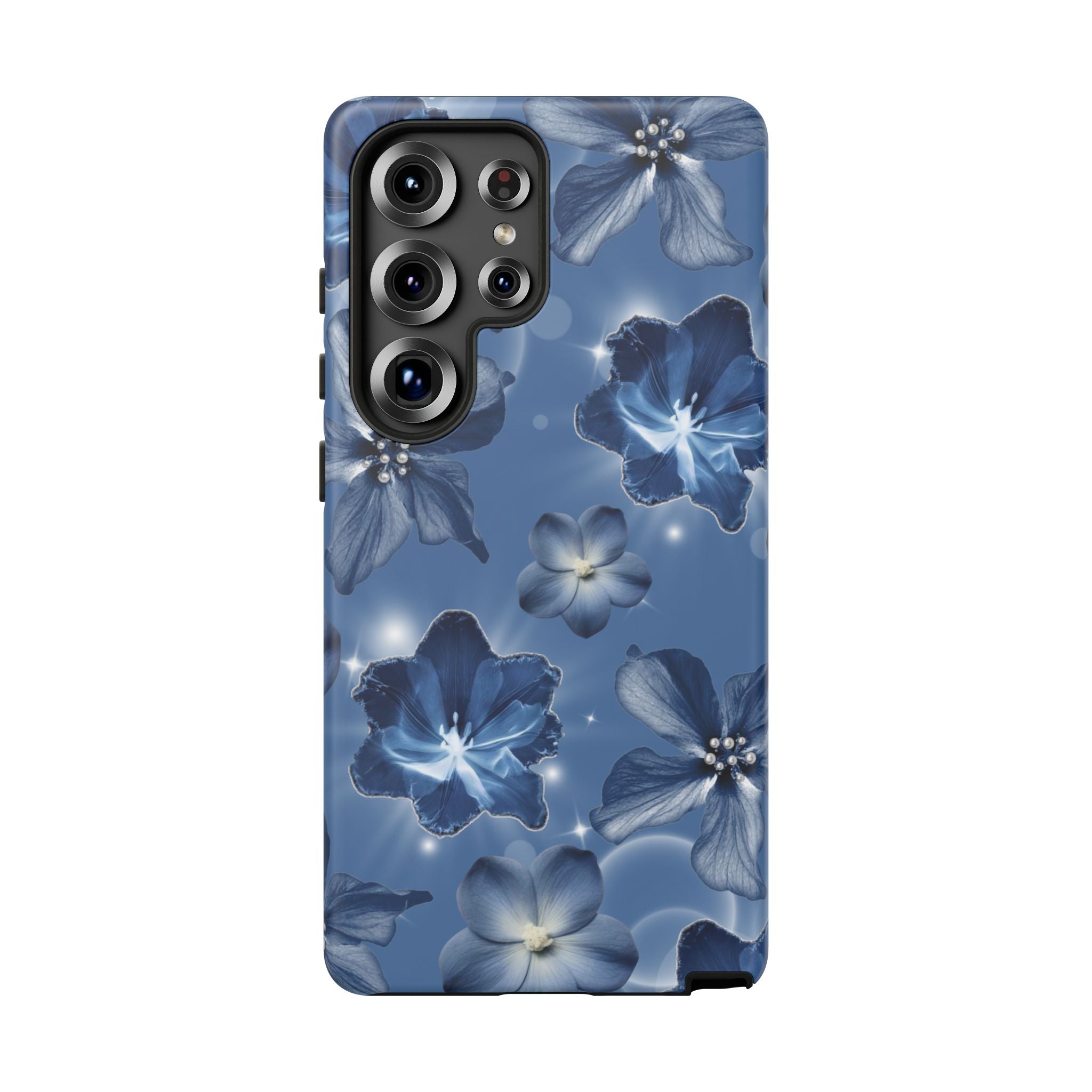 Blue Floral Tough Phone Case — Protective Blossom Design