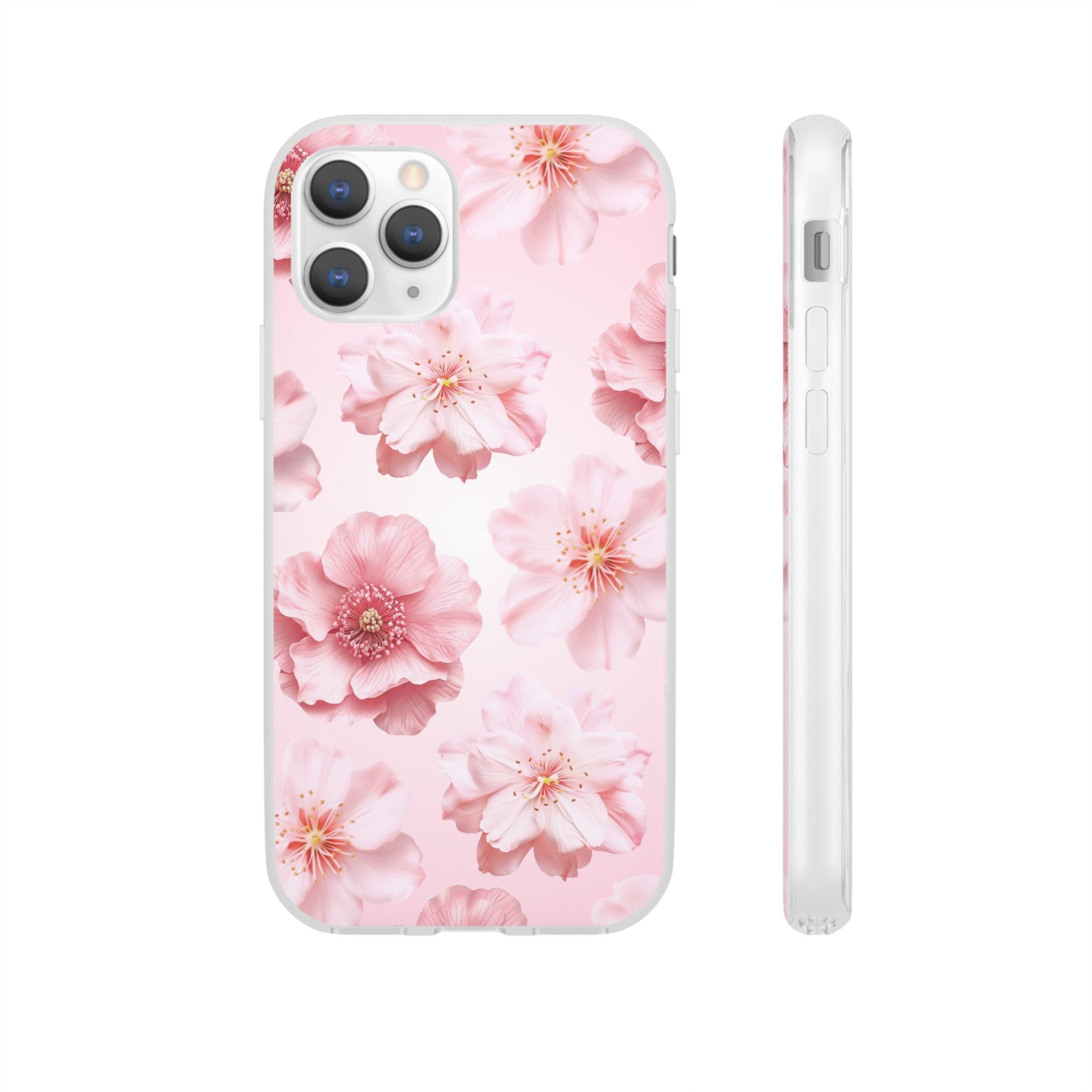 Pink Cherry Blossom Phone Case — Floral Slim Flexi Case for iPhone
