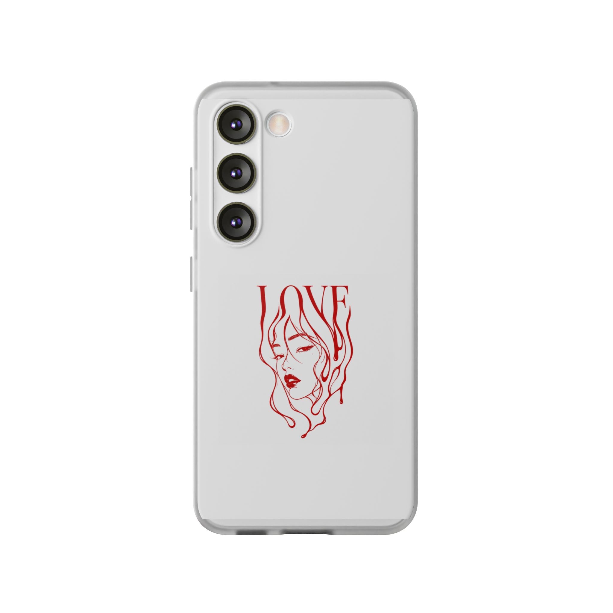 Red Line Art 'LOVE'  Face Design - Flexi Case