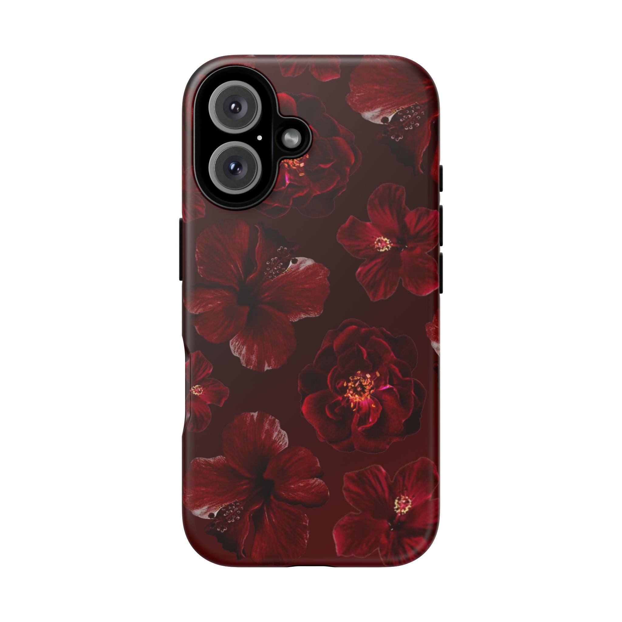 Dark Red Floral Phone Case – Protective Tough Case with Burgundy Roses