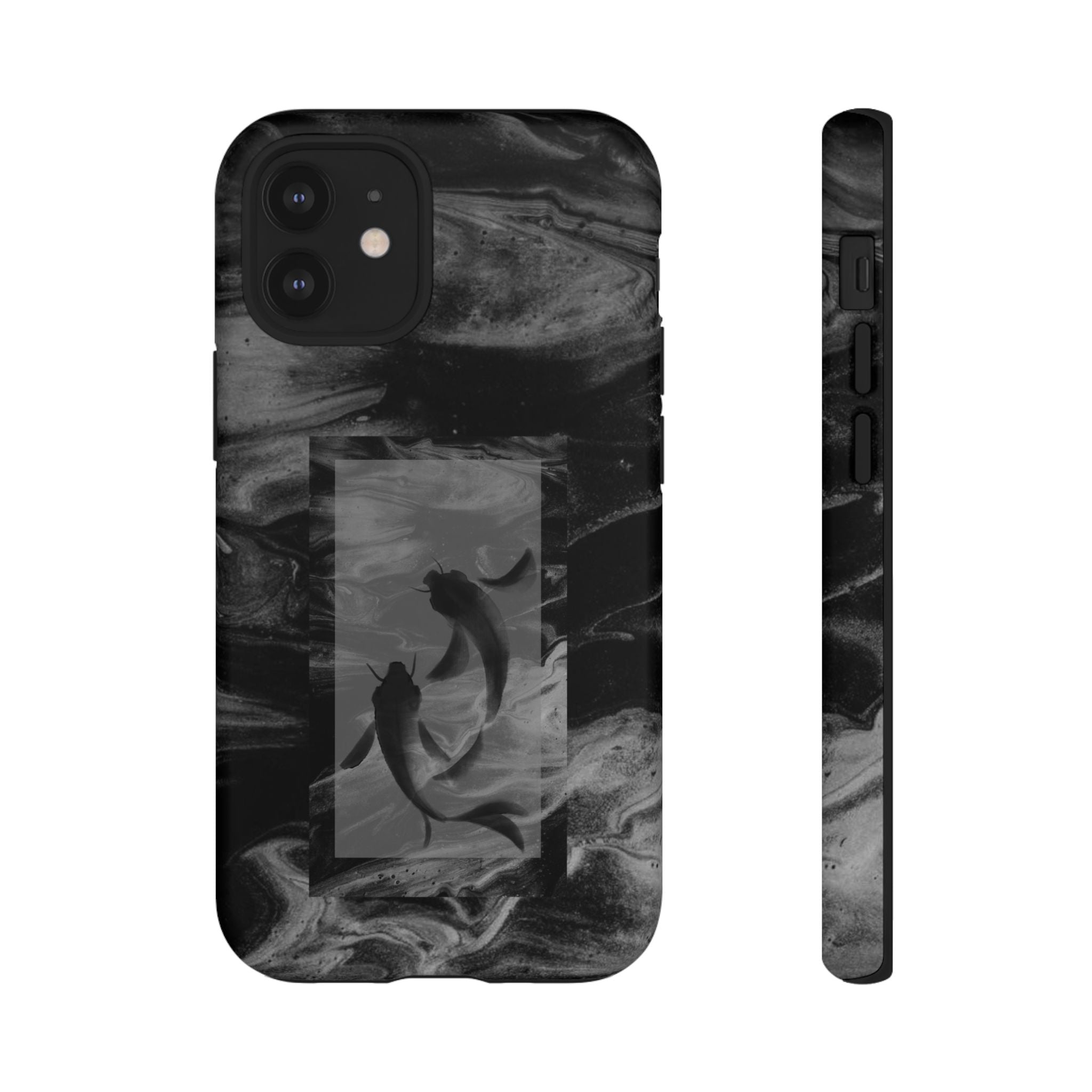 Koi Yin-Yang Marble Phone Case – Black Smoky Art Protection