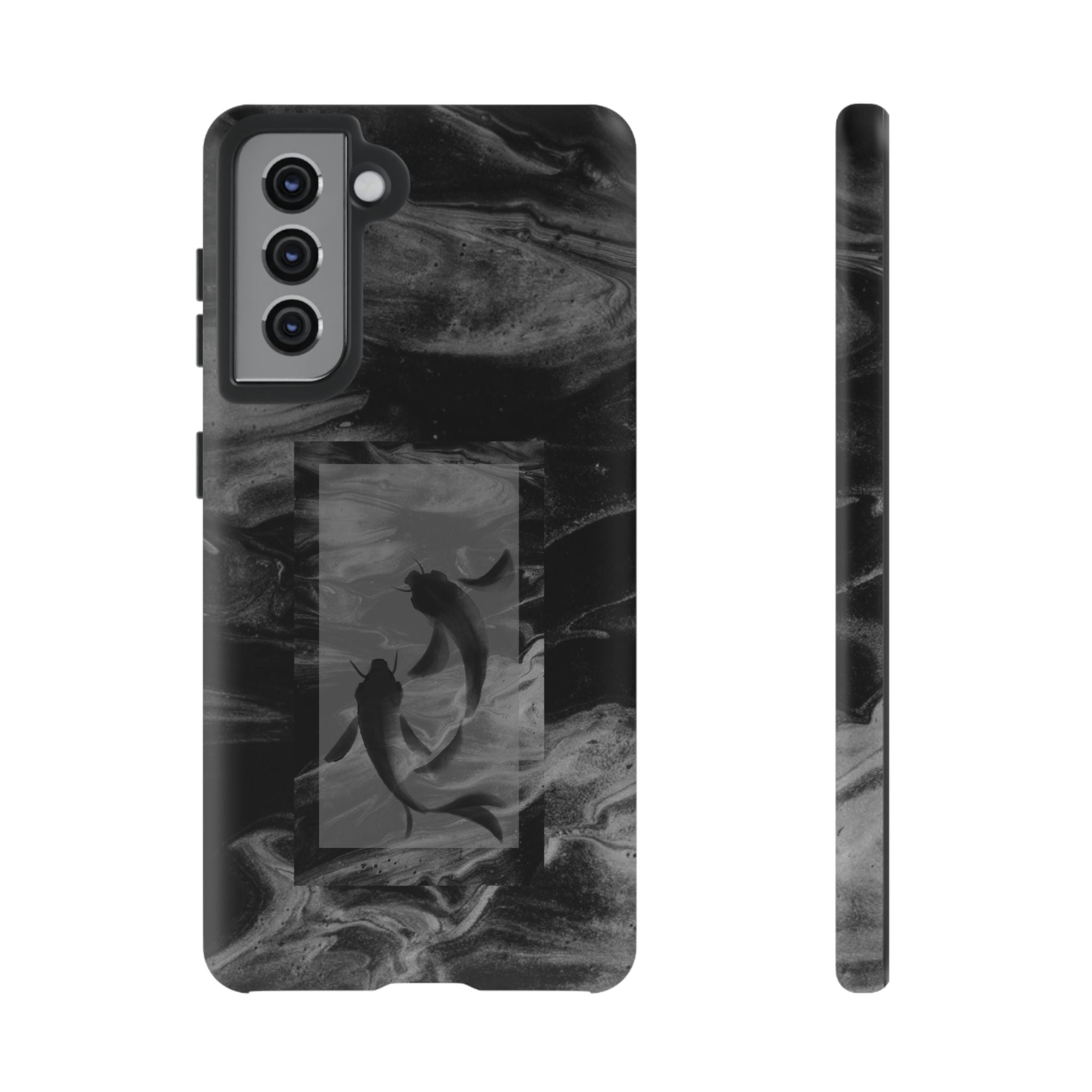 Koi Yin-Yang Marble Phone Case – Black Smoky Art Protection