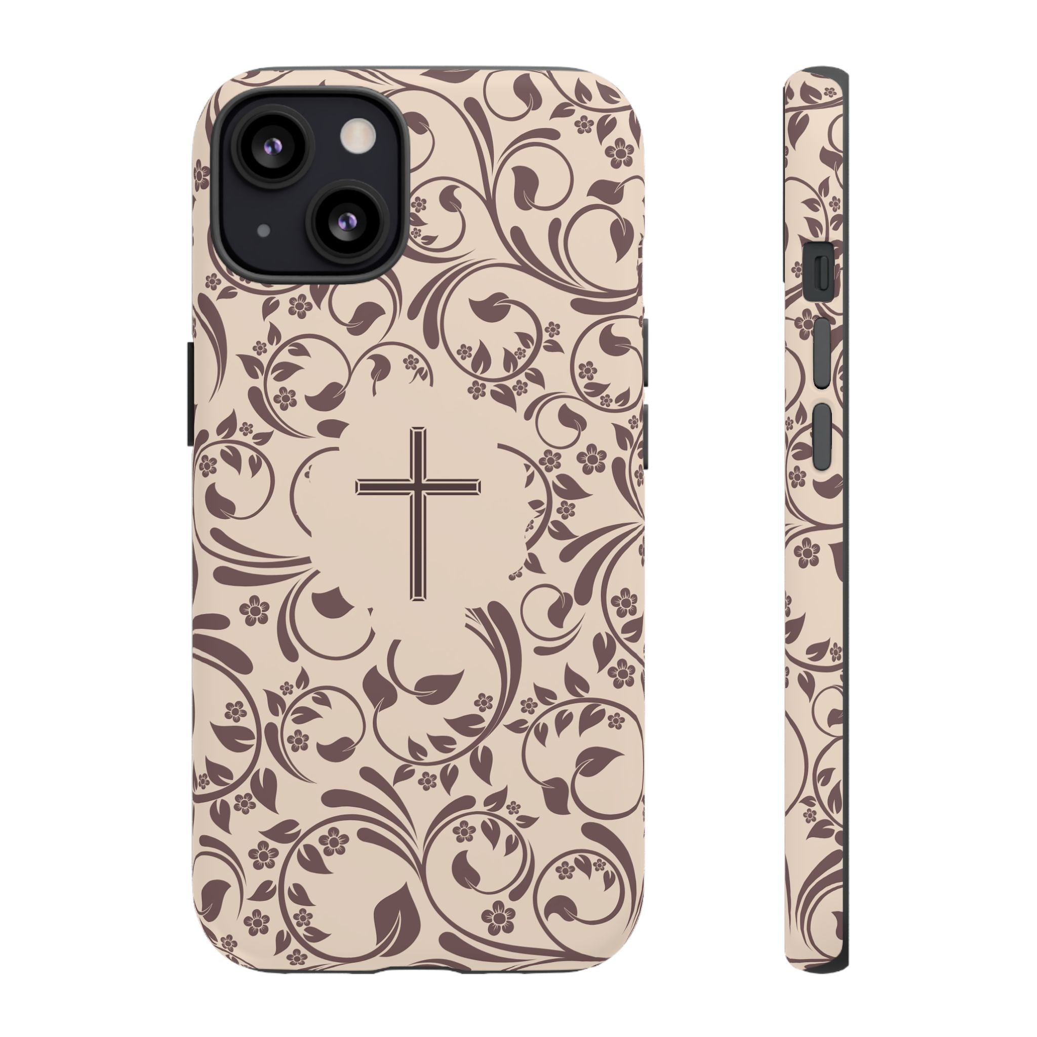 Christian Cross Floral Phone Case — Elegant Religious Protective Cover
