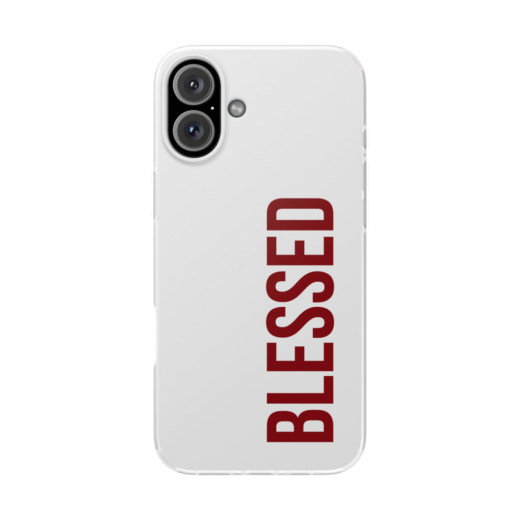 Blessed Phone Case — Vertical Red Typography Clear Flexi Case
