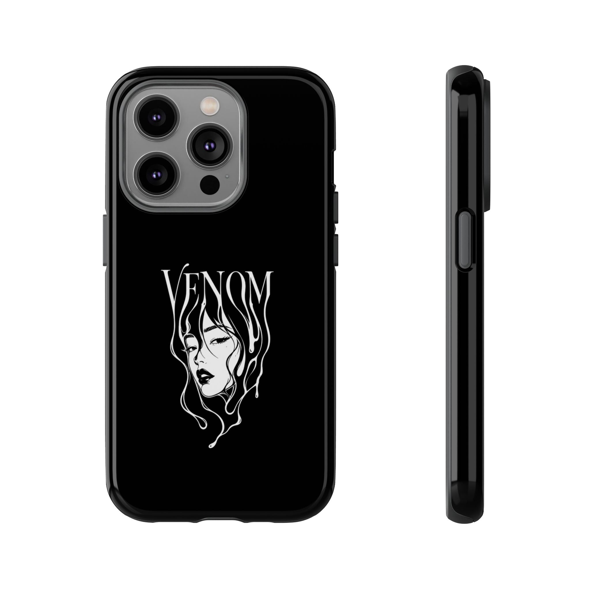 Venom Goth Phone Case — Black Protective Tough Case with Dark Femme Artwork