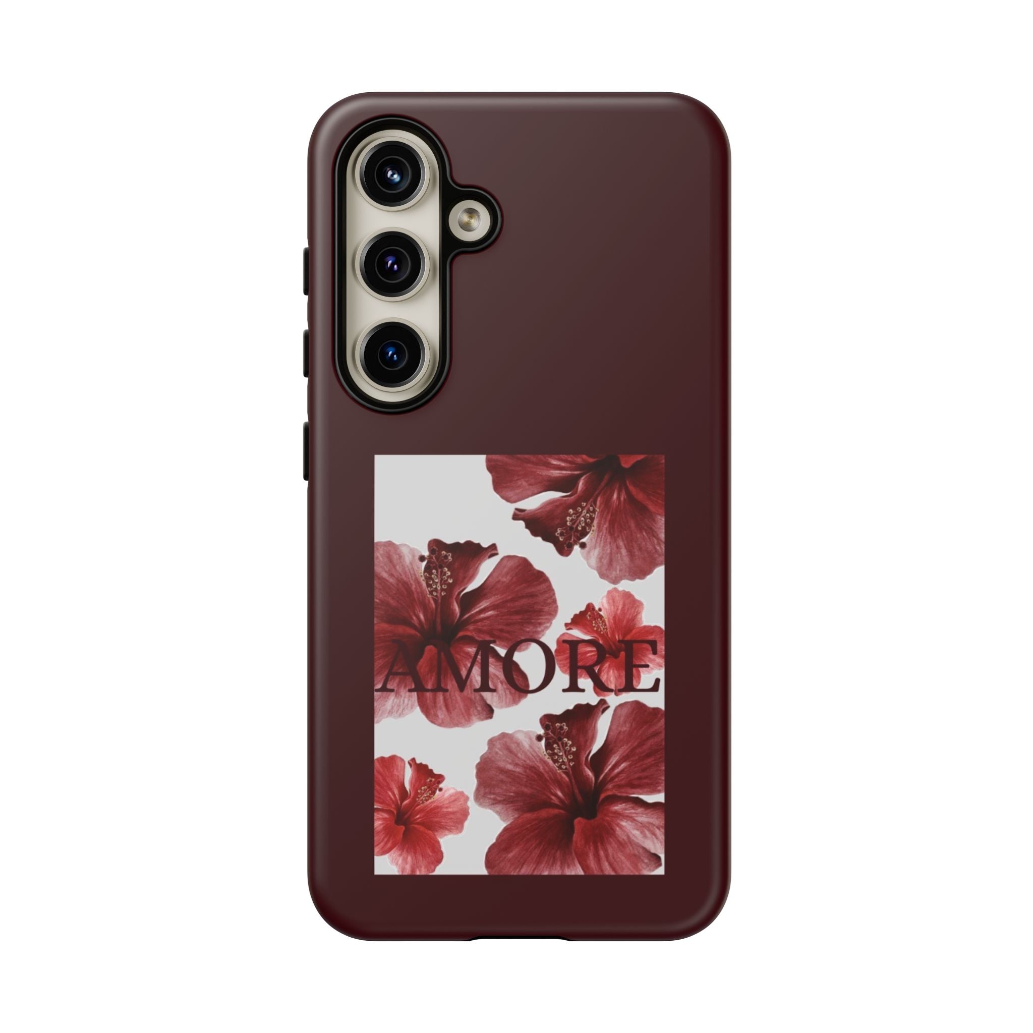 Amore Floral Phone Case — Burgundy Tough Protective Cover