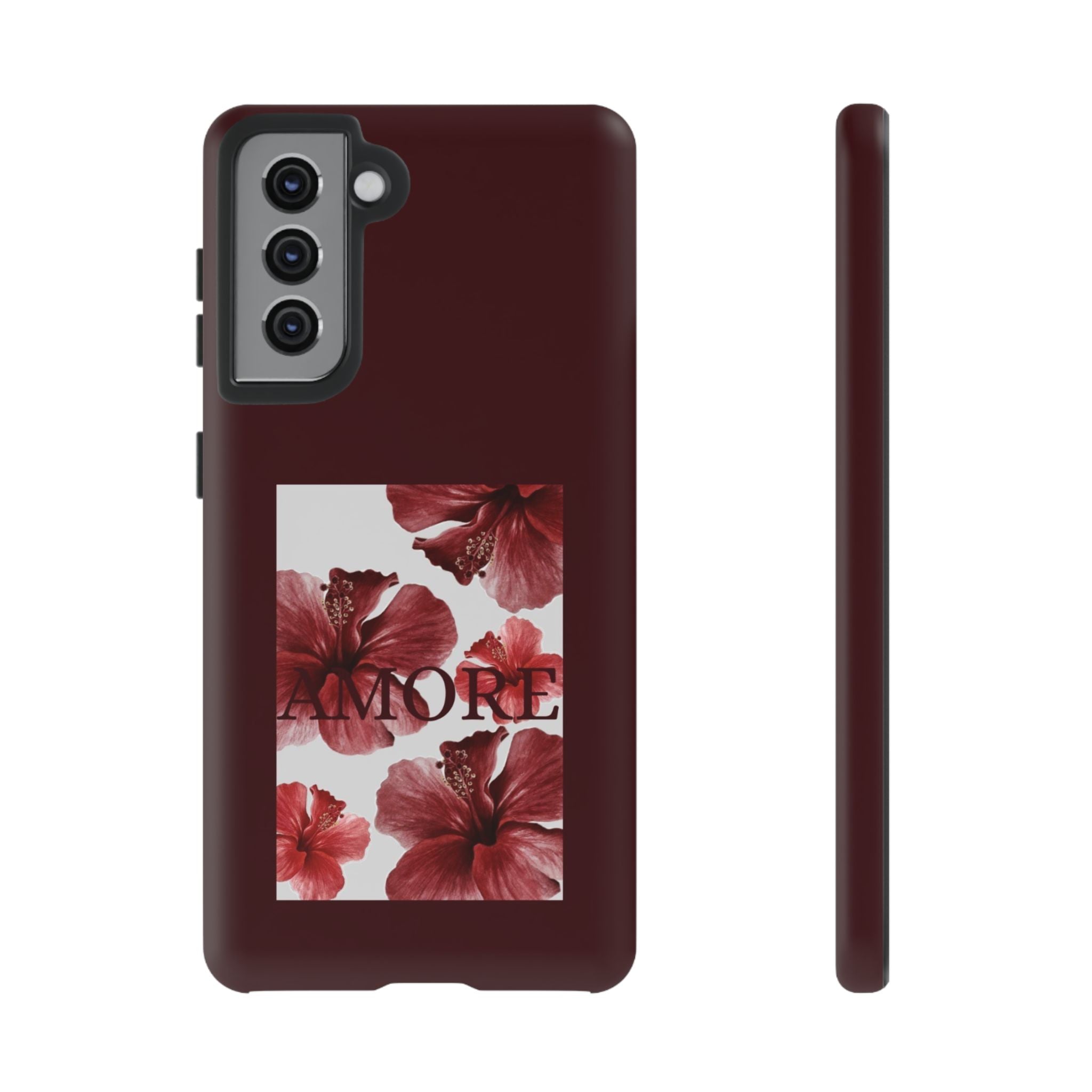 Amore Floral Phone Case — Burgundy Tough Protective Cover