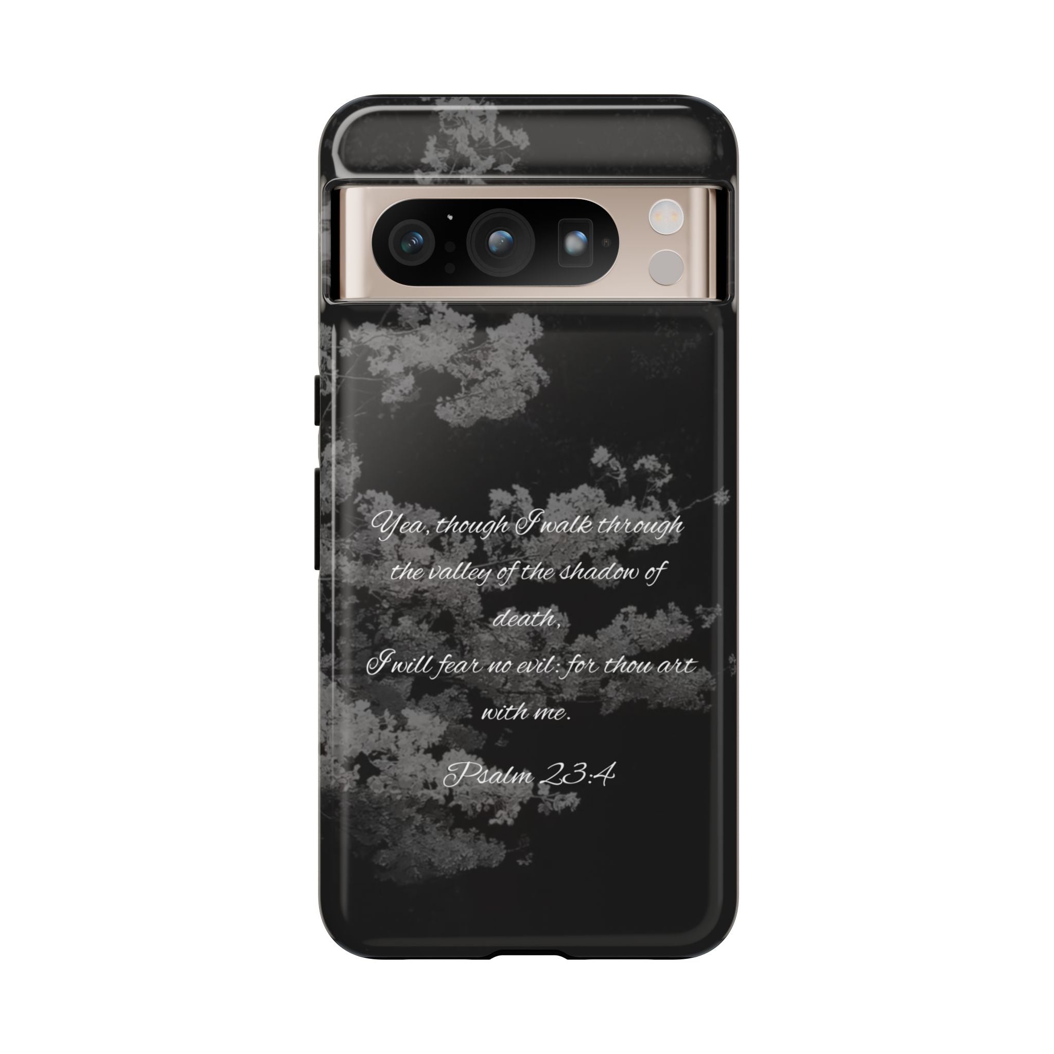 Bible Verse Phone Case — Psalm 23:4 Comfort Black Protective Cover