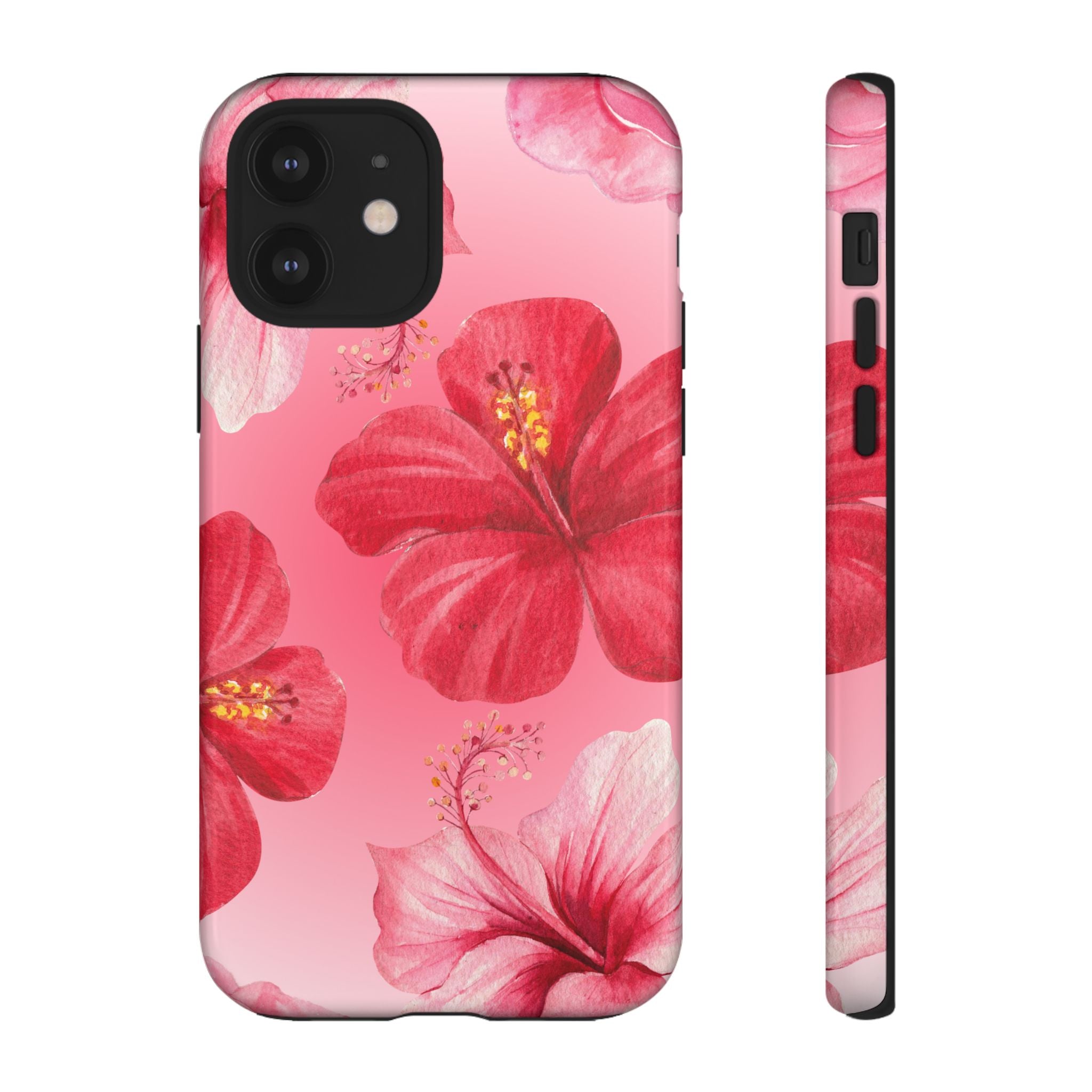 Hibiscus Pink Tough Phone Case — Floral Tropical Protective Cover