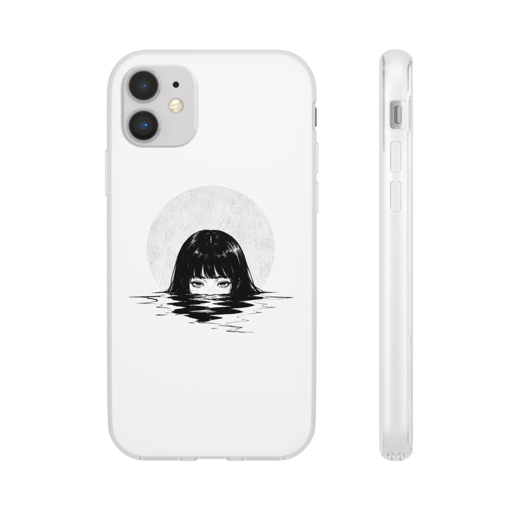 Minimalist Creepy Girl Moon Design