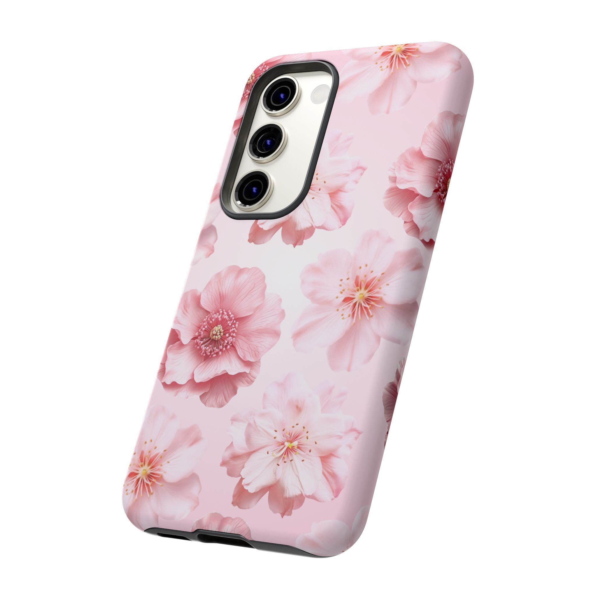 Pink Floral Tough Phone Case — Protective Sakura Blossom Design