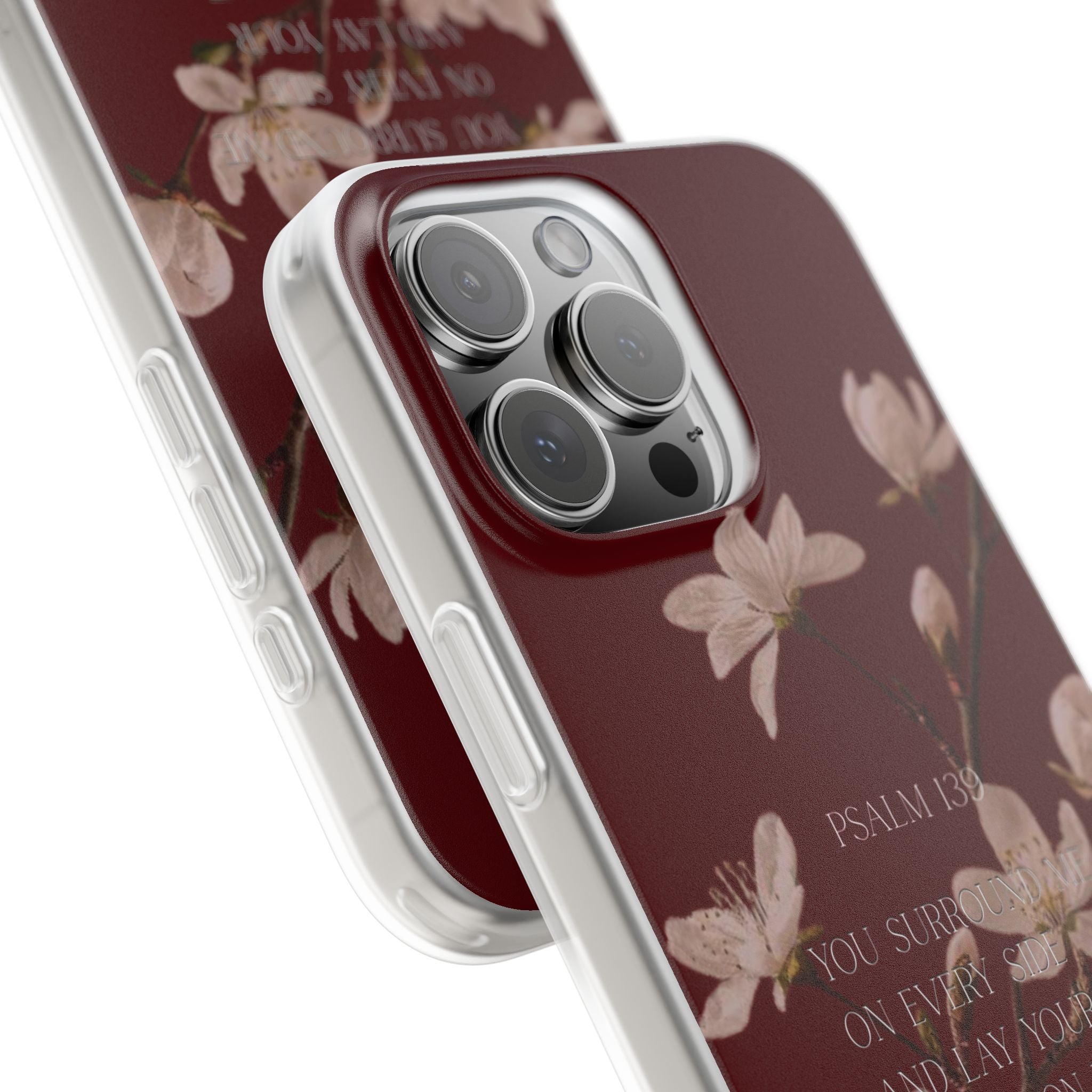 Floral Psalm Phone Case — Psalm 139 Scripture Cherry Blossom iPhone Cover