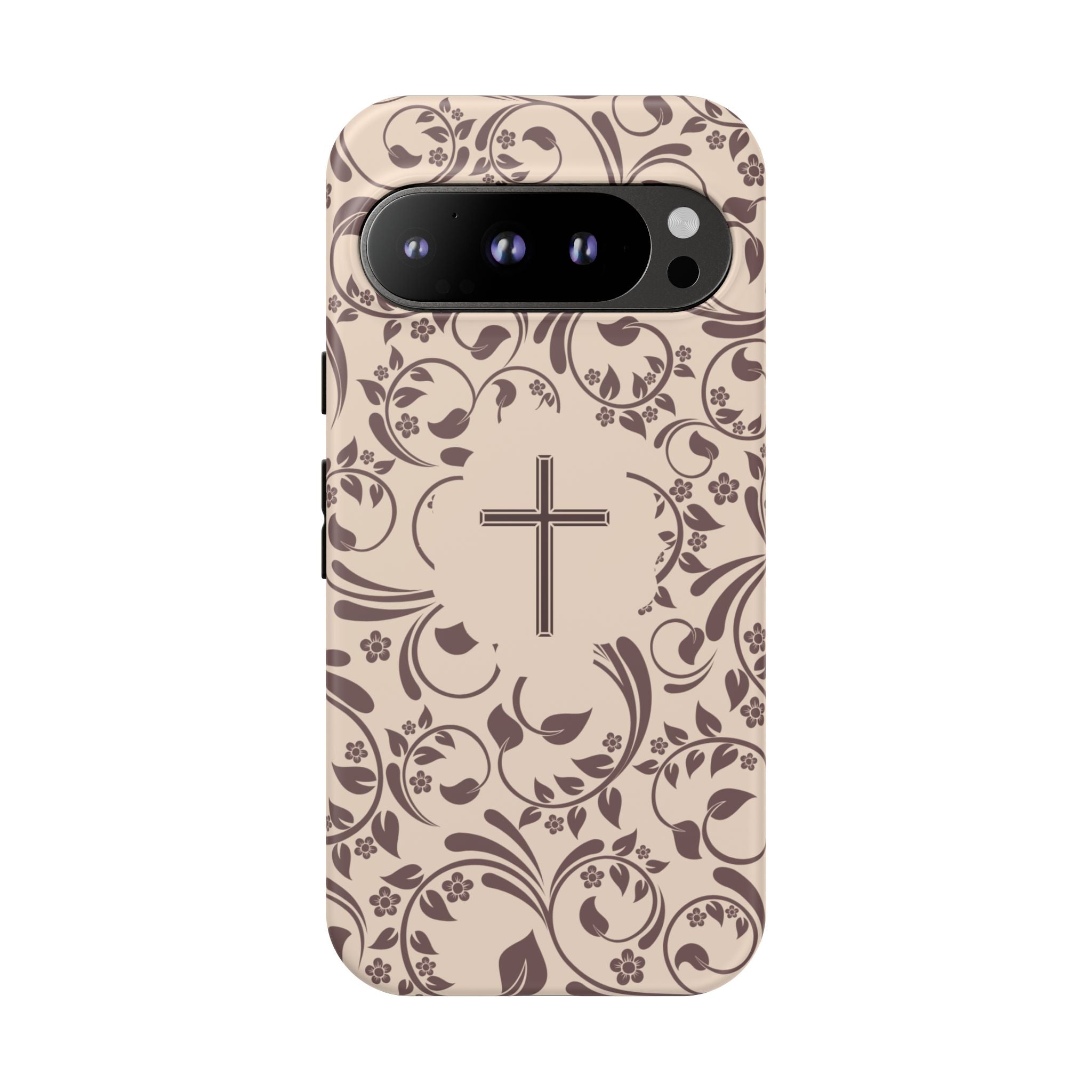 Christian Cross Floral Phone Case — Elegant Religious Protective Cover