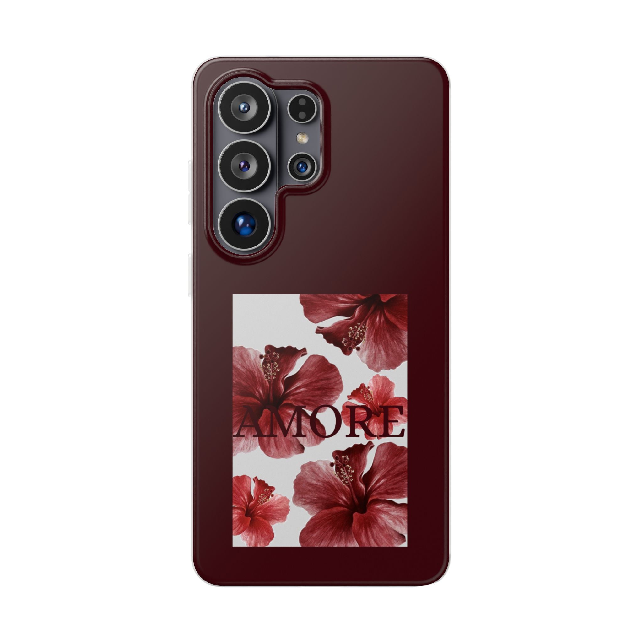 Floral Amore Phone Case — Burgundy Hibiscus Flexible Protection