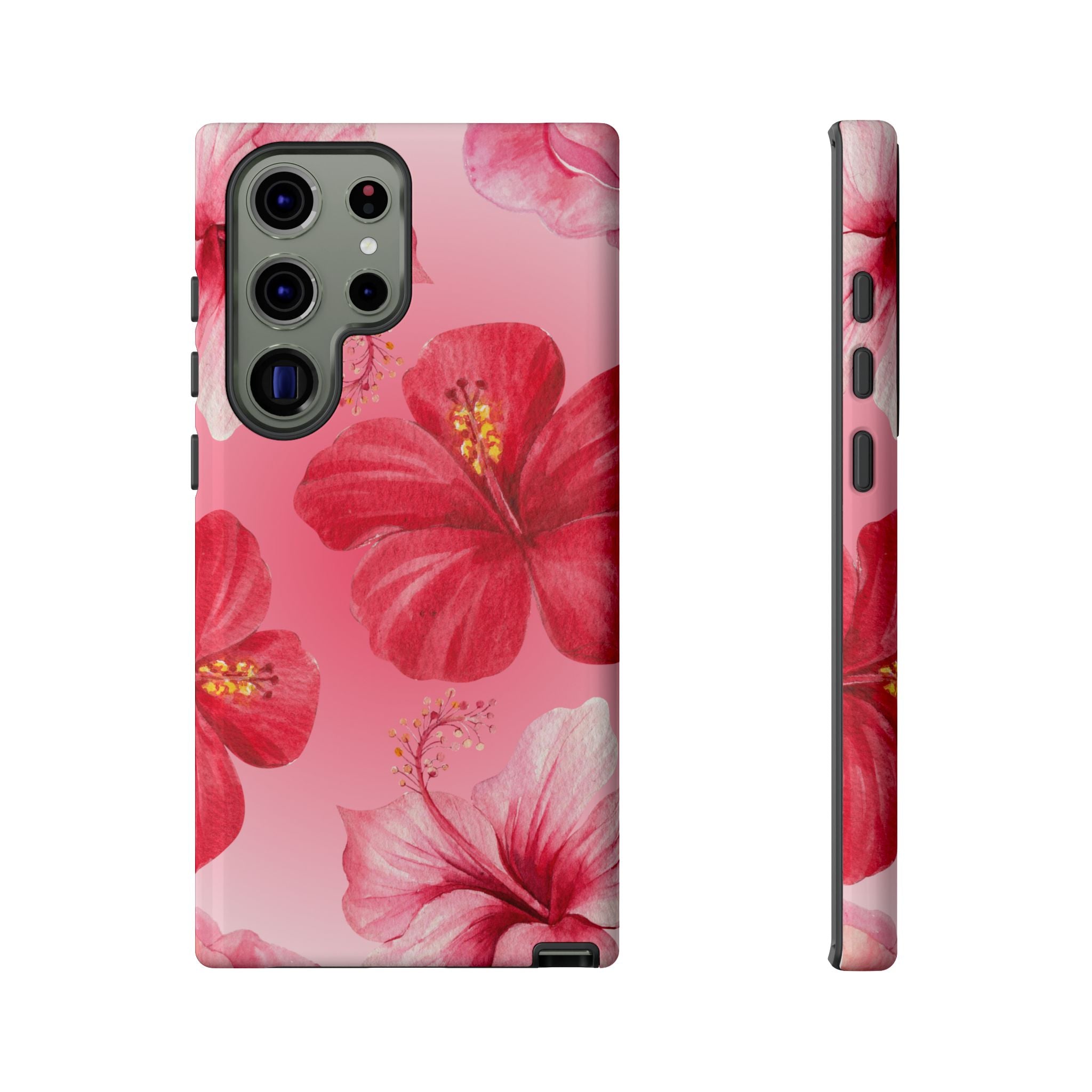 Hibiscus Pink Tough Phone Case — Floral Tropical Protective Cover