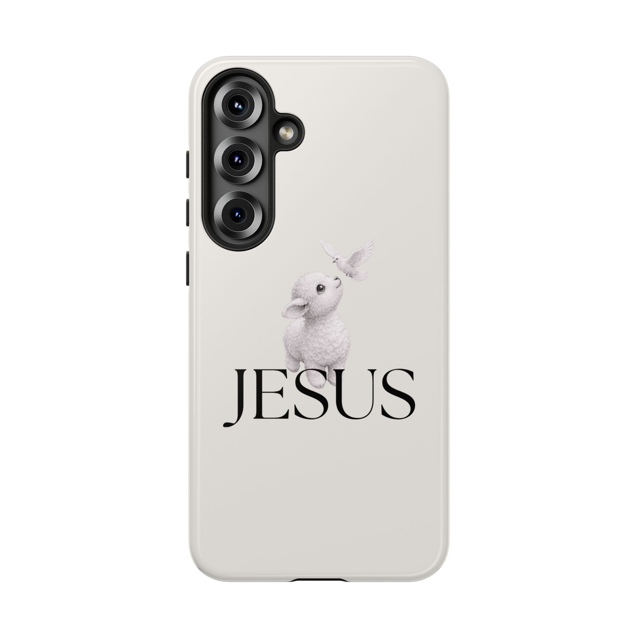 Jesus Lamb Phone Case - Christian Faith iPhone Case with Dove Design