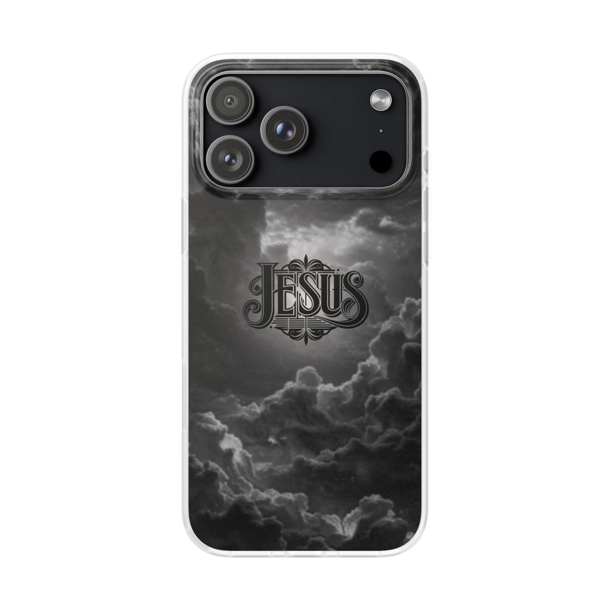 Jesus Cloud Phone Case — Faith-Inspired Flexi Case with 'Jesus' Script