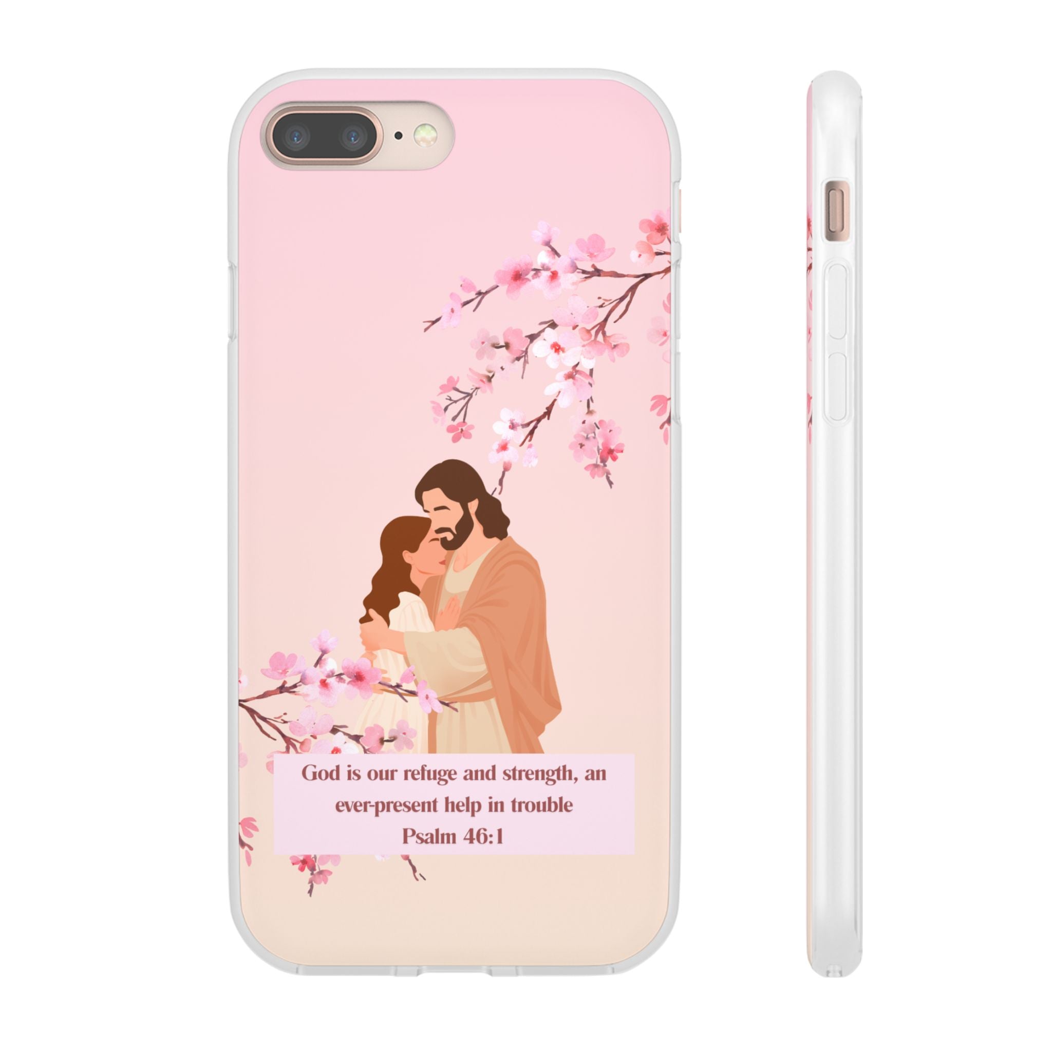 God Is Our Refuge – Psalm 46:1 Cherry Blossom Christian Flexi Phone Case