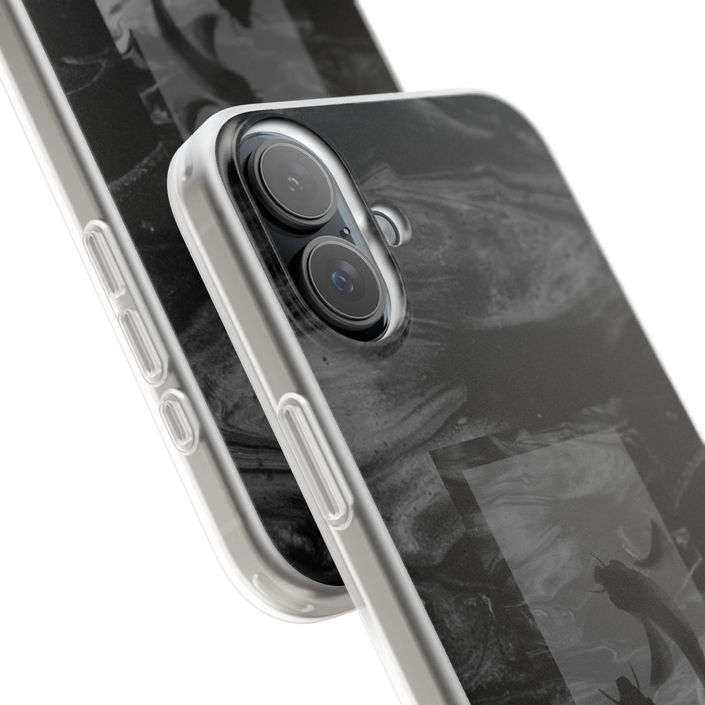 Black Koi Phone Case — Minimalist Monochrome Fish Design