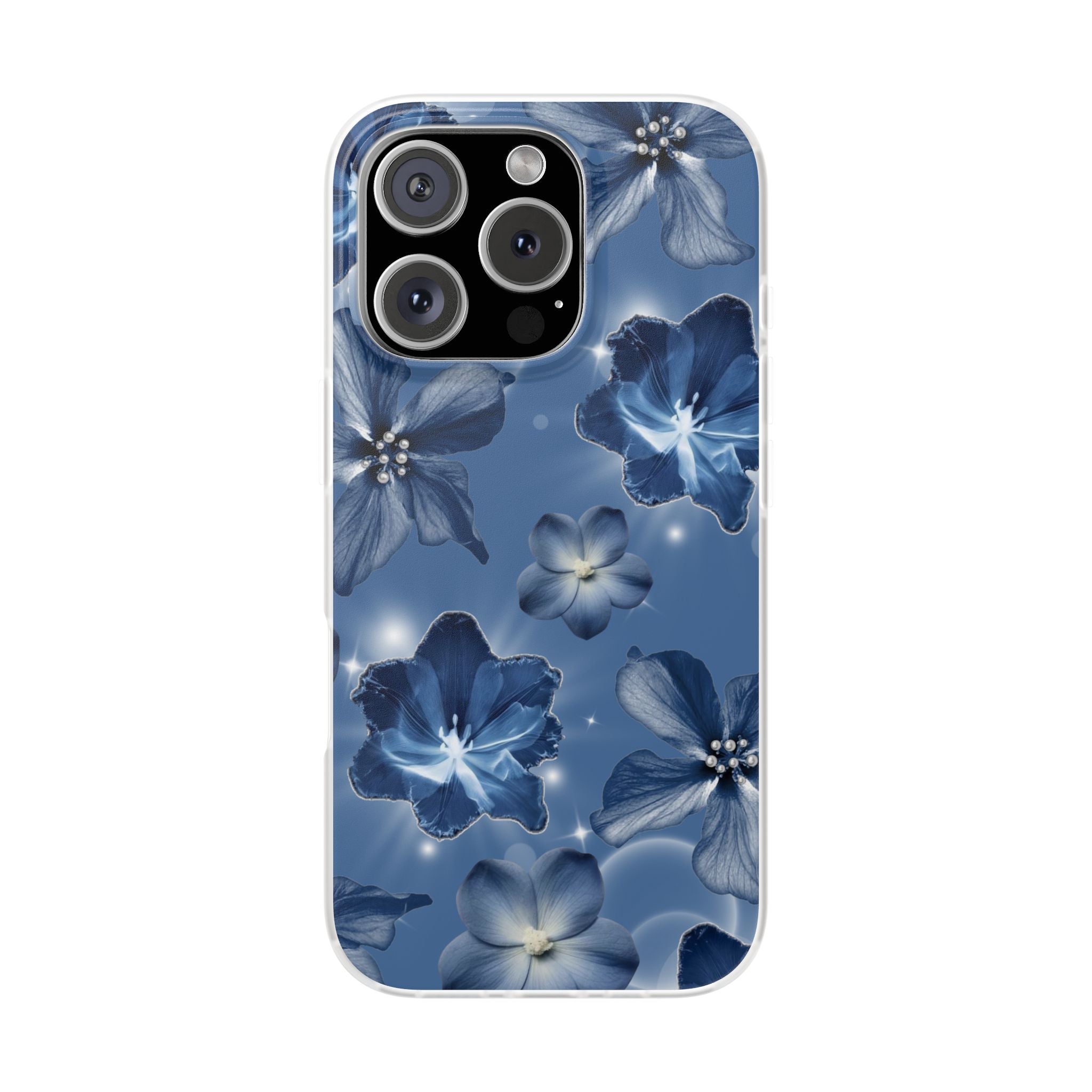 Blue Floral Phone Case — Soft Blue Blossoms Pattern for iPhone