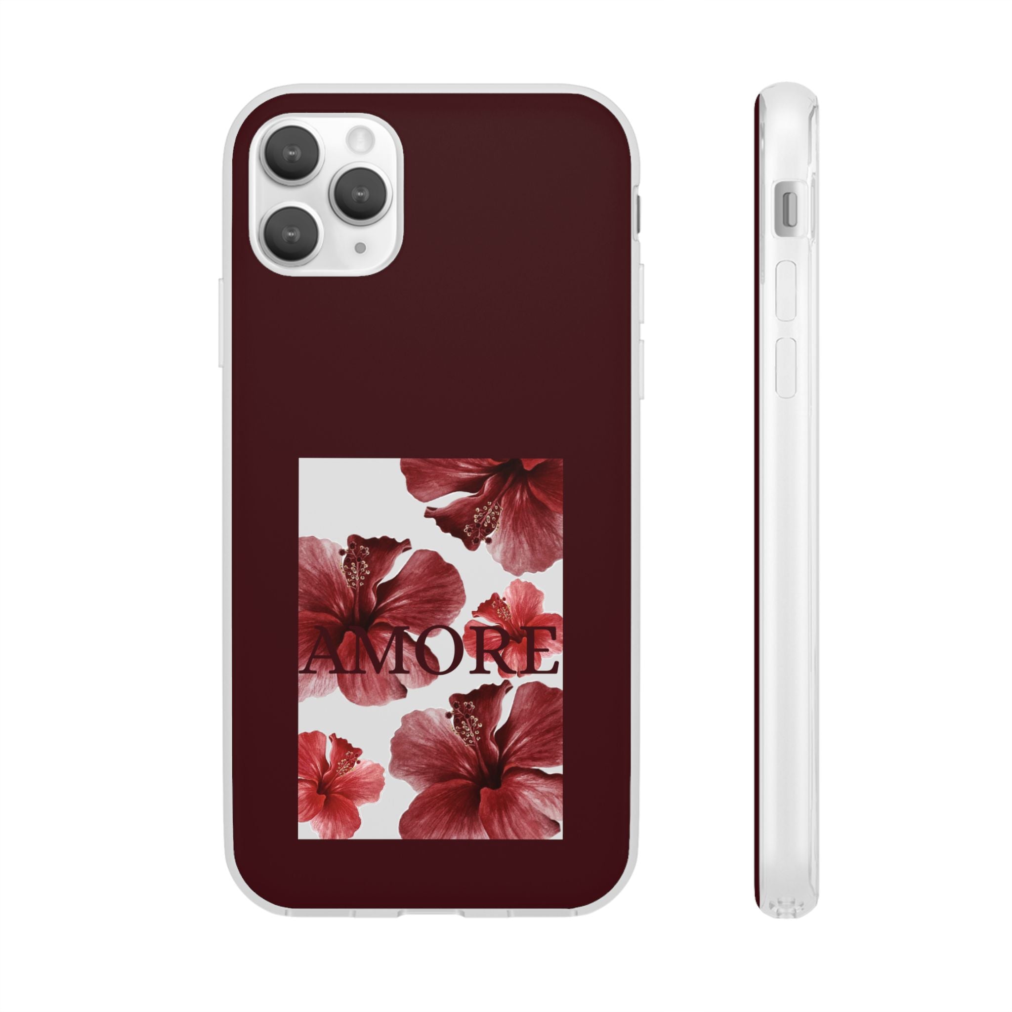 Floral Amore Phone Case — Burgundy Hibiscus Flexible Protection