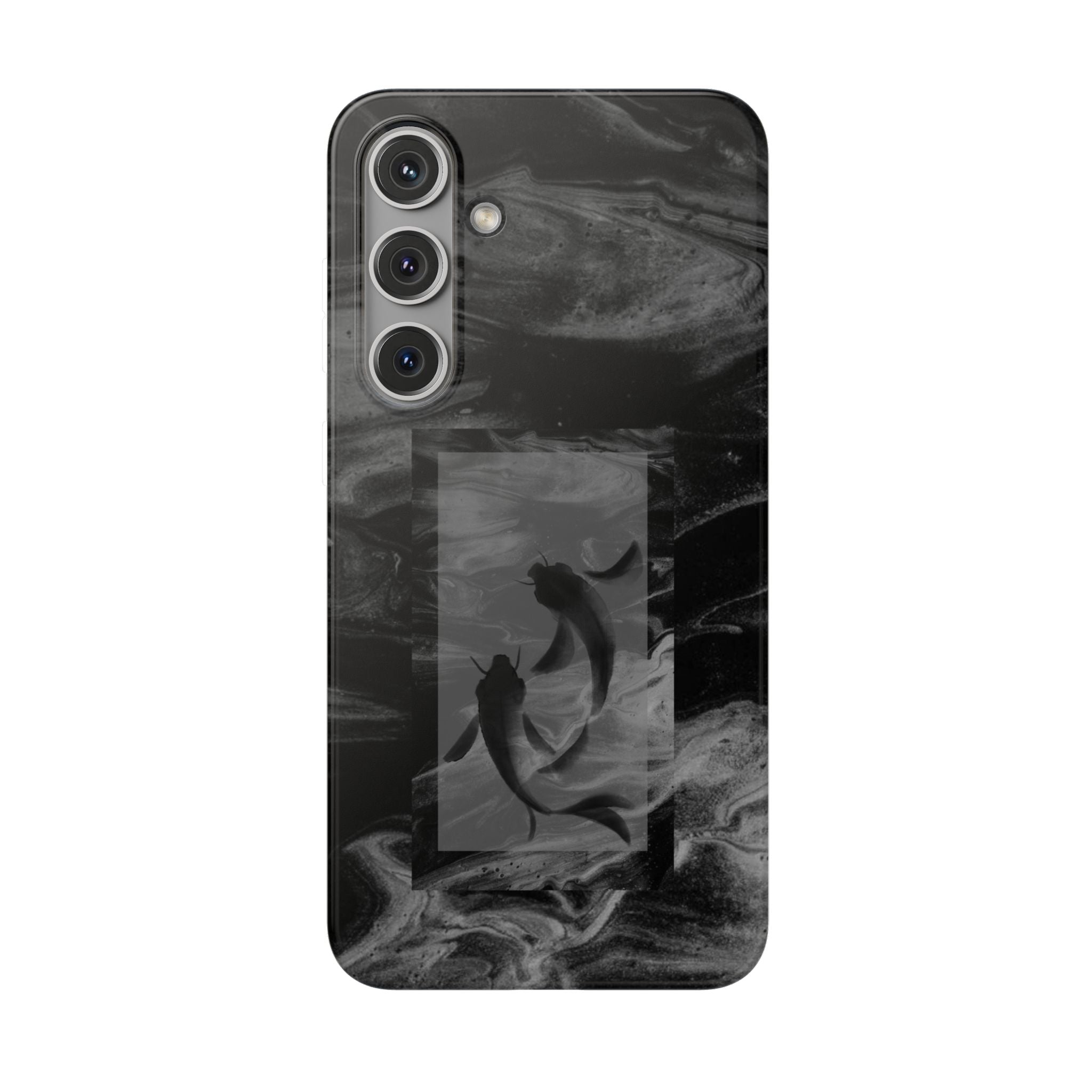 Black Koi Phone Case — Minimalist Monochrome Fish Design