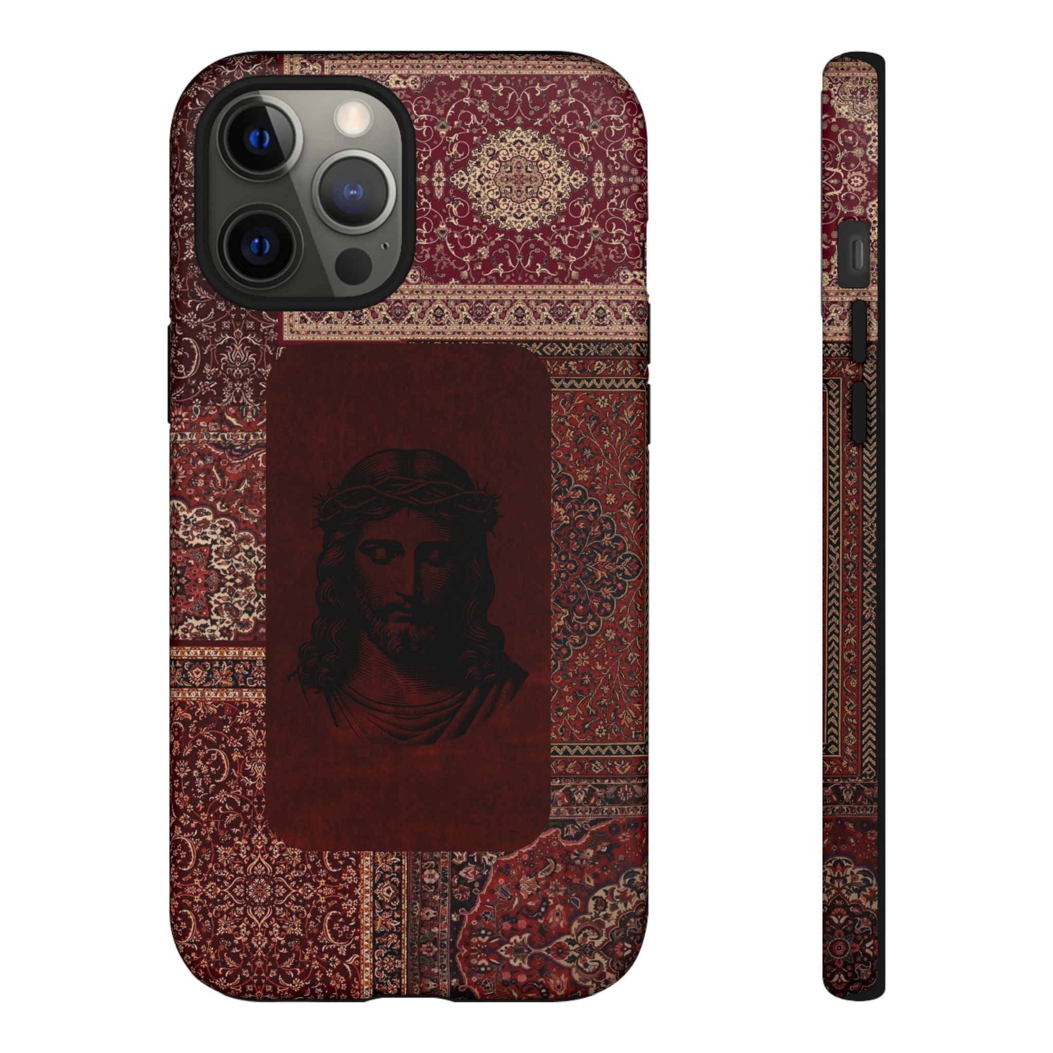 Religious Vintage Rug Phone Case — Jesus Portrait Tough Case