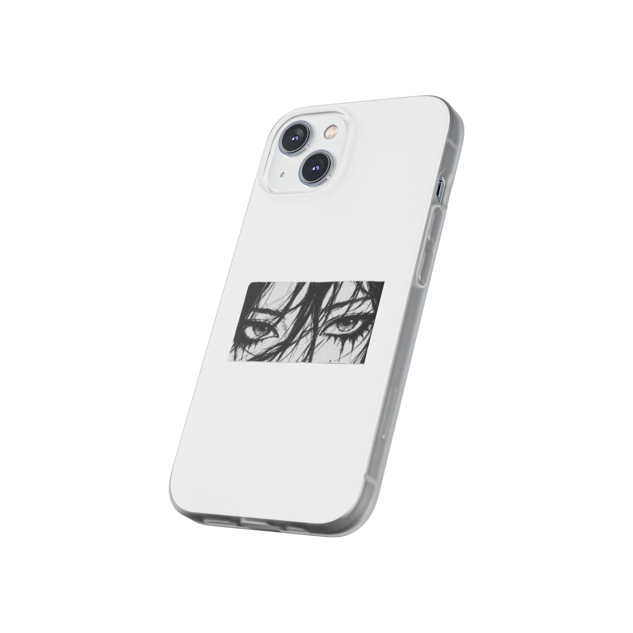 Anime Eyes Illustration Phone Case - Moody Black & White Flexi Case
