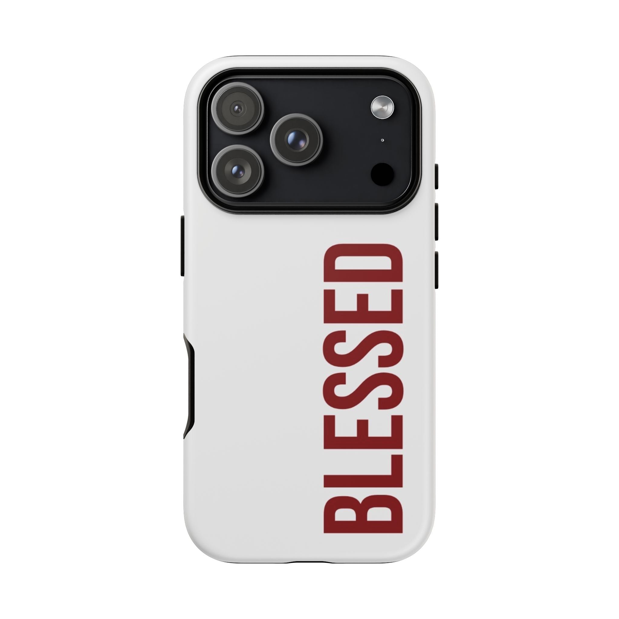 Blessed Vertical Phone Case — Protective Slim iPhone Cover with Red 'BLESSED' Text