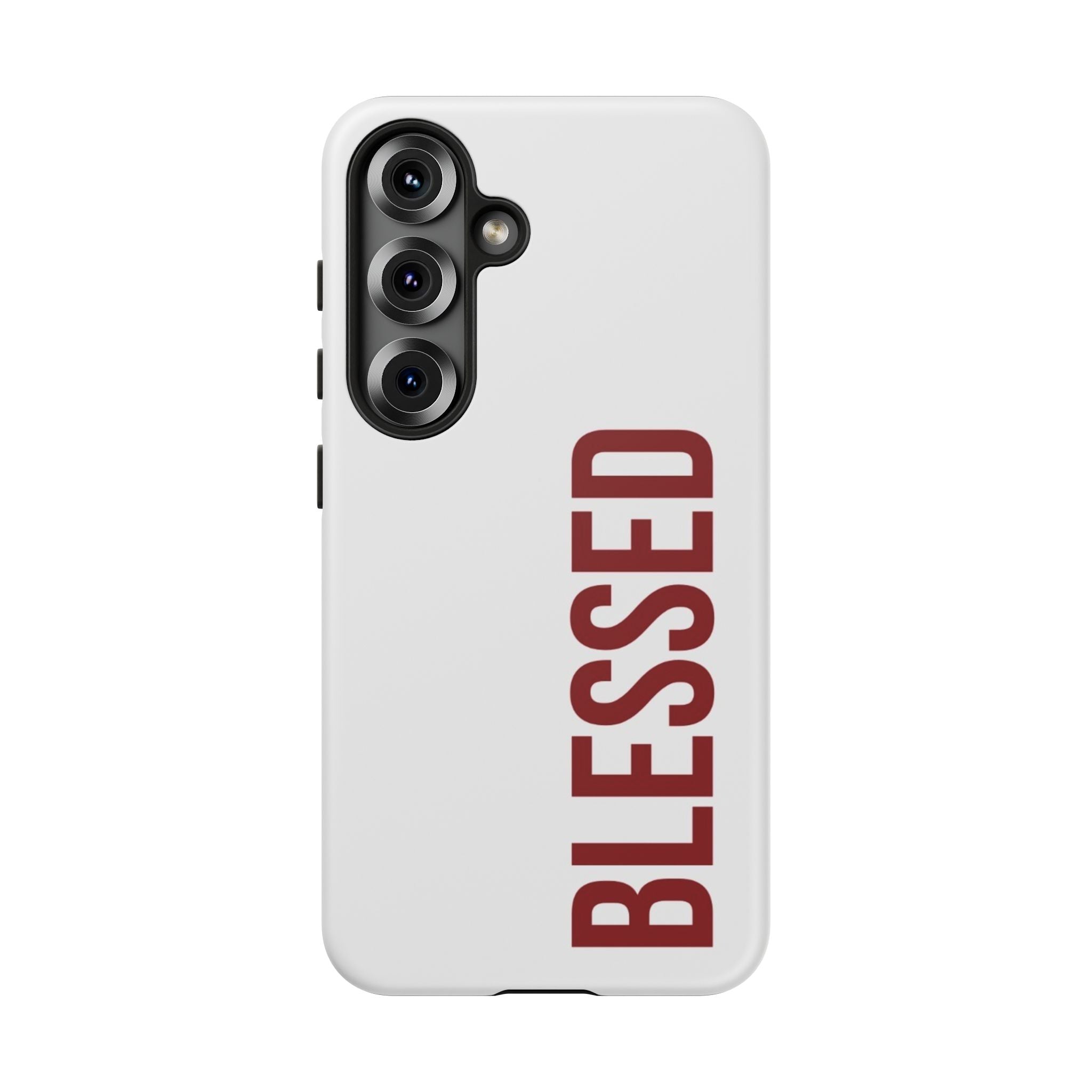 Blessed Vertical Phone Case — Protective Slim iPhone Cover with Red 'BLESSED' Text