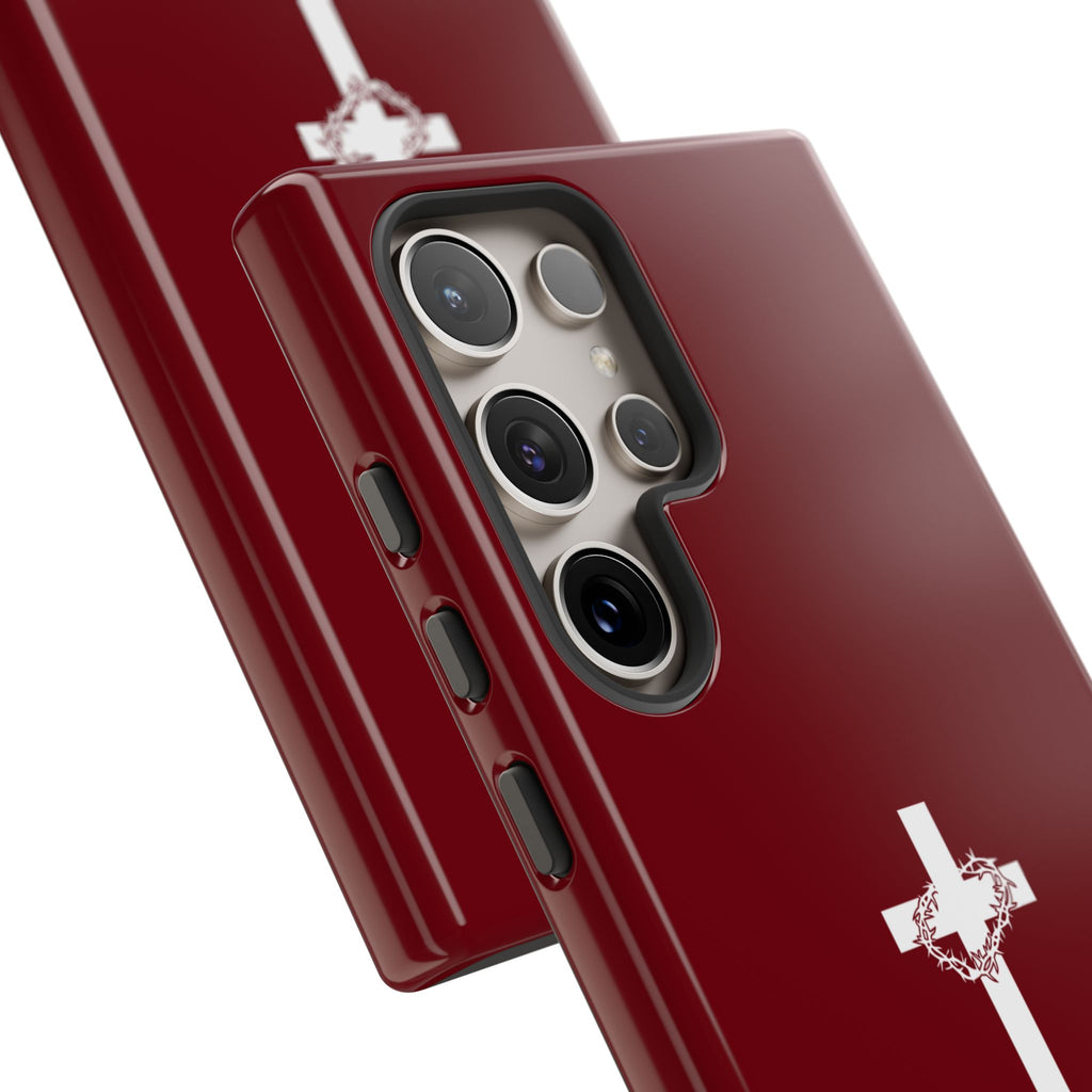 God's Plan — Christian Tough Phone Case | Cross Faith Burgundy Cover