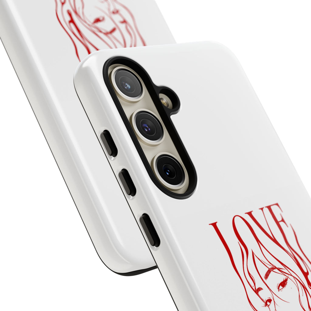 Red Line Art 'Love' Face Design - Tough Case