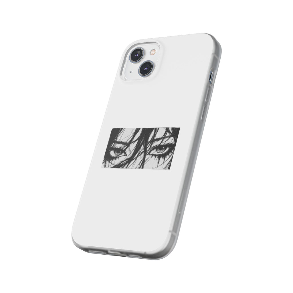 Anime Eyes Illustration Phone Case - Moody Black & White Flexi Case