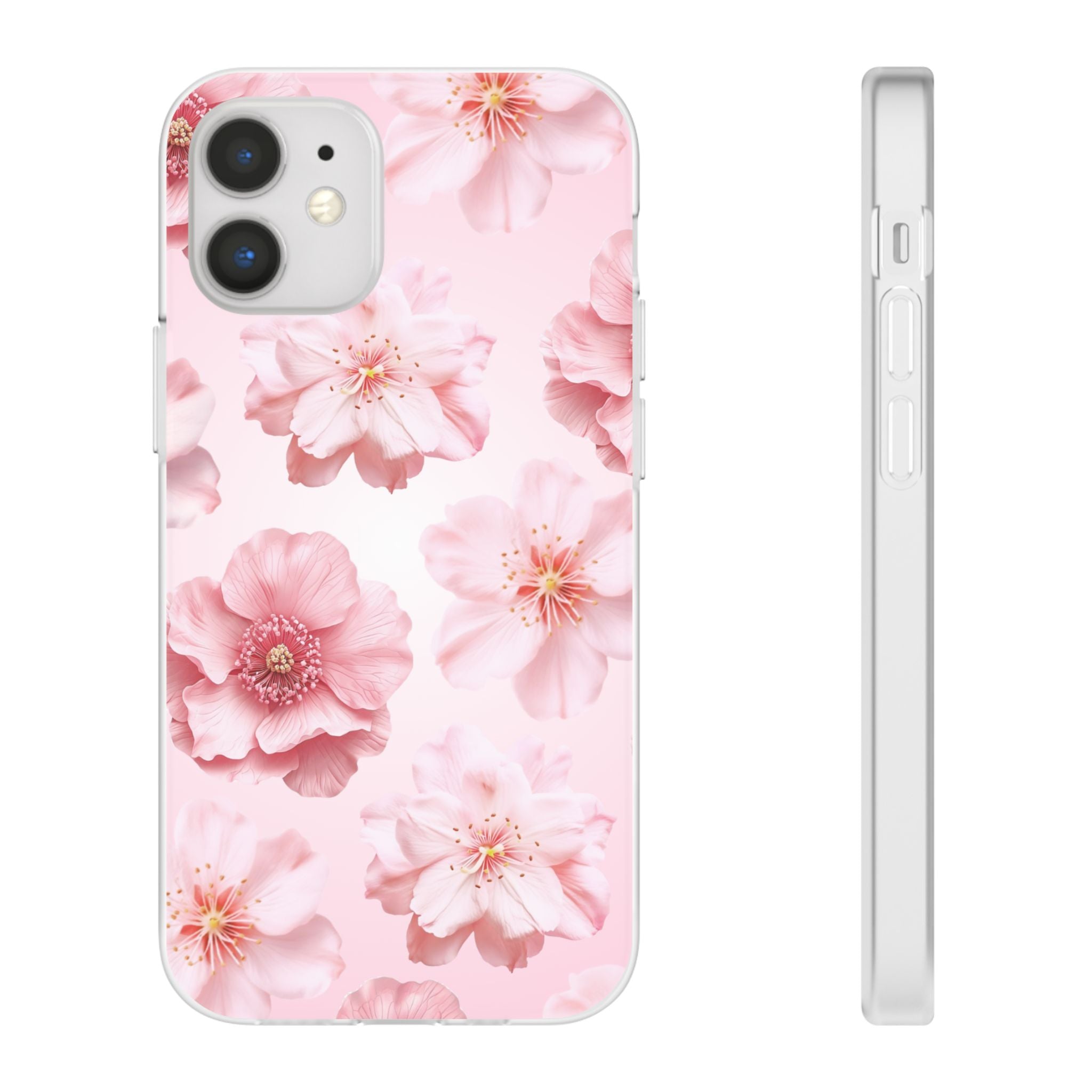 Pink Cherry Blossom Phone Case — Floral Slim Flexi Case for iPhone