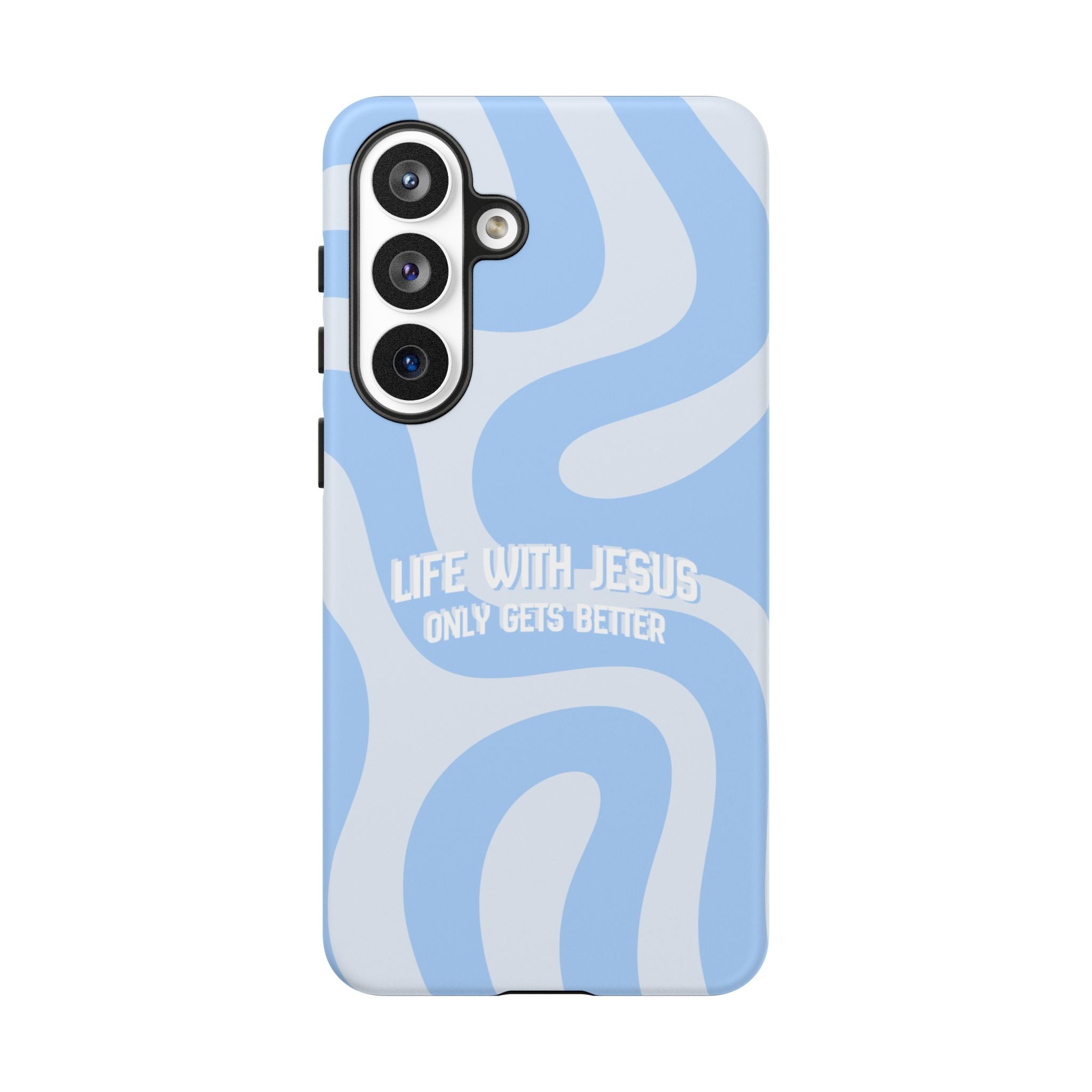 Blue Swirl Phone Case - "Life With Jesus Only Gets Better" Christian iPhone Cover