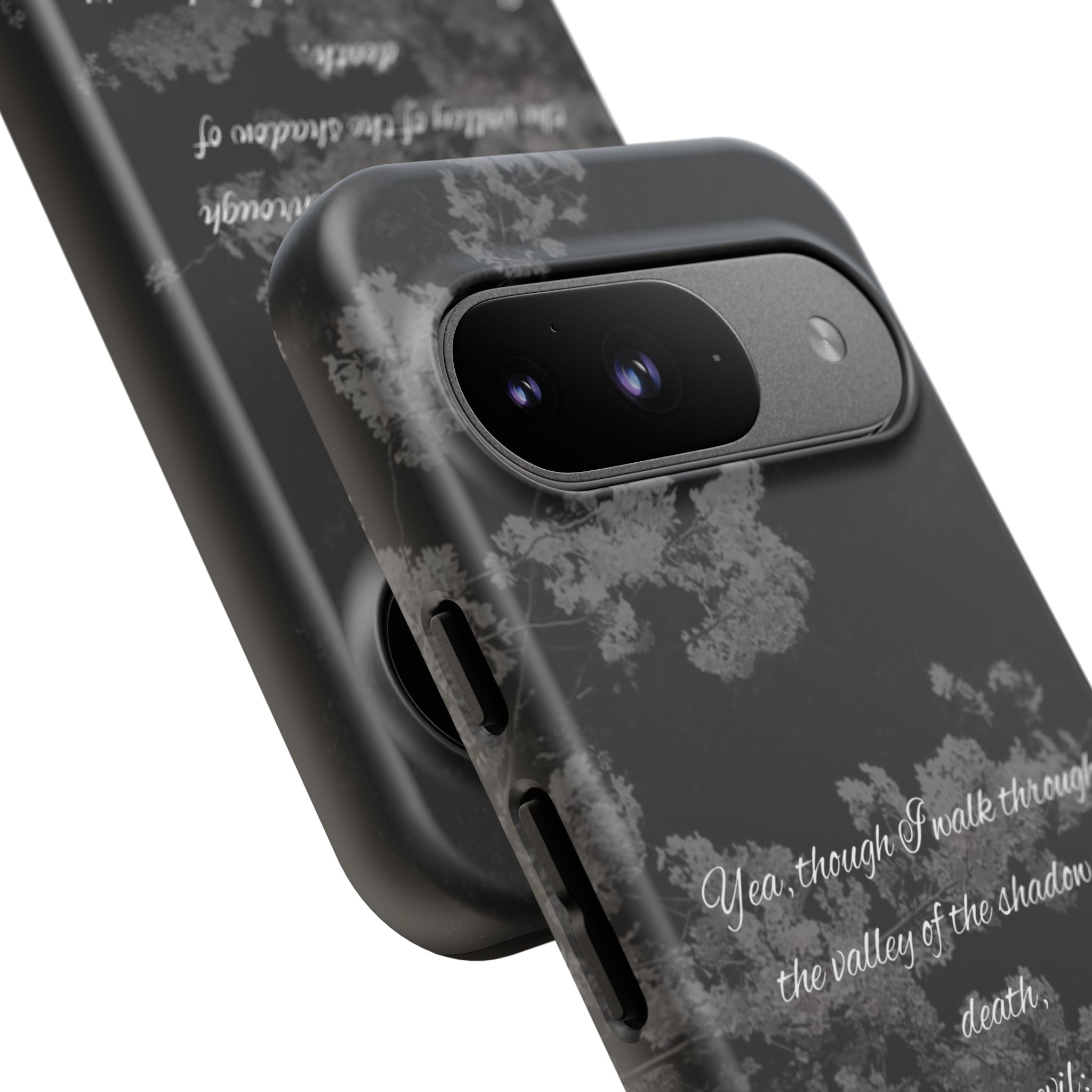 Bible Verse Phone Case — Psalm 23:4 Comfort Black Protective Cover