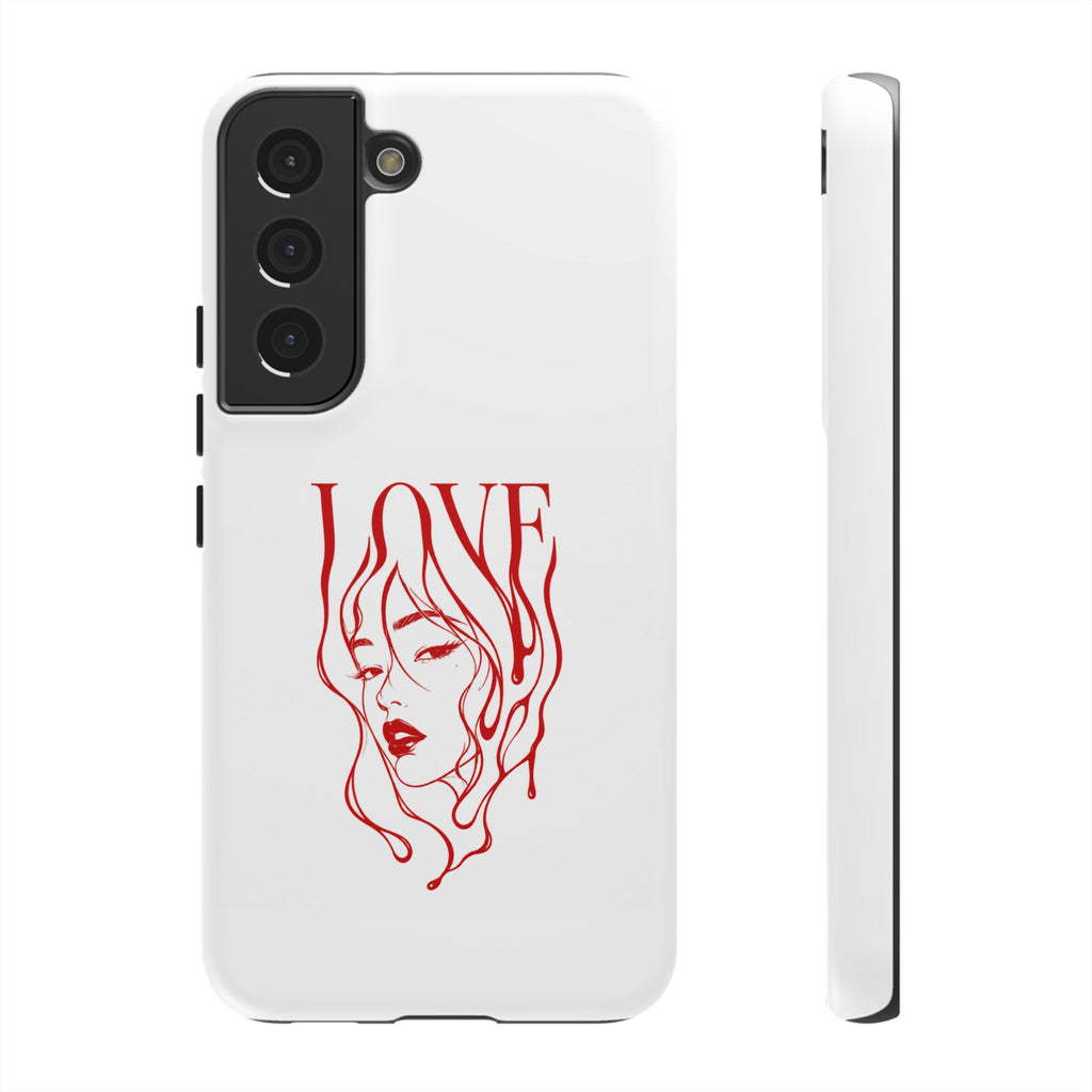 Red Line Art 'Love' Face Design - Tough Case