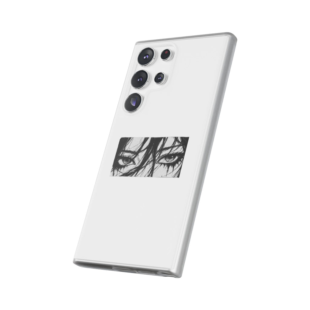 Anime Eyes Illustration Phone Case - Moody Black & White Flexi Case