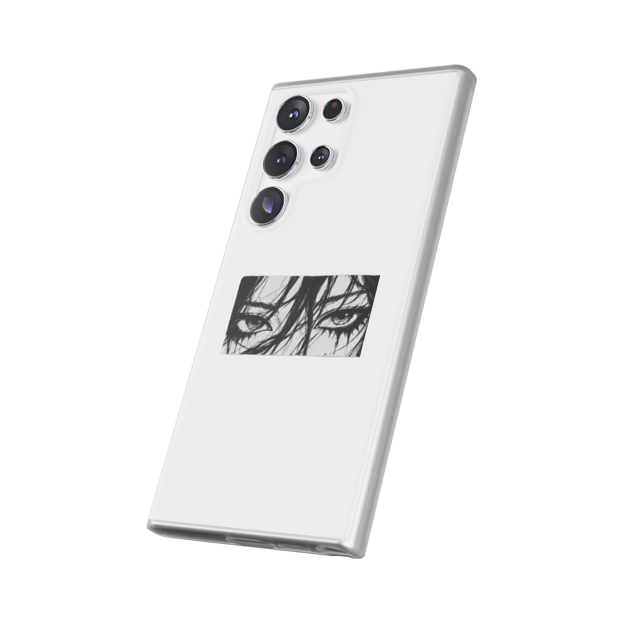Anime Eyes Illustration Phone Case - Moody Black & White Flexi Case