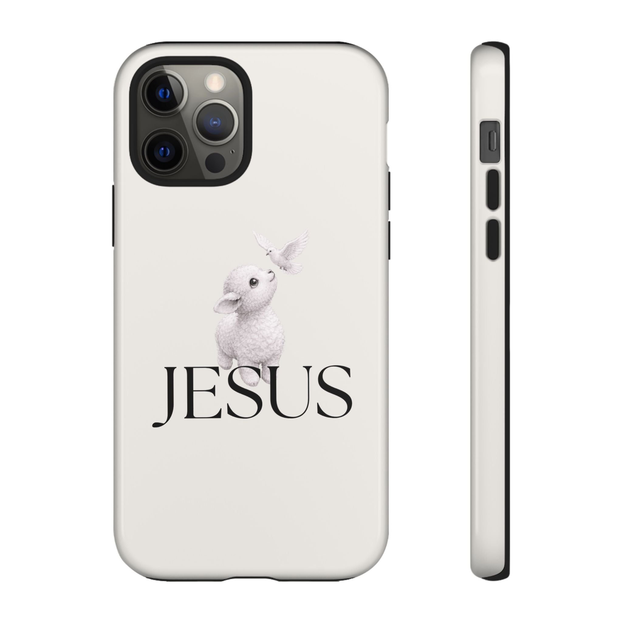 Jesus Lamb Phone Case - Christian Faith iPhone Case with Dove Design