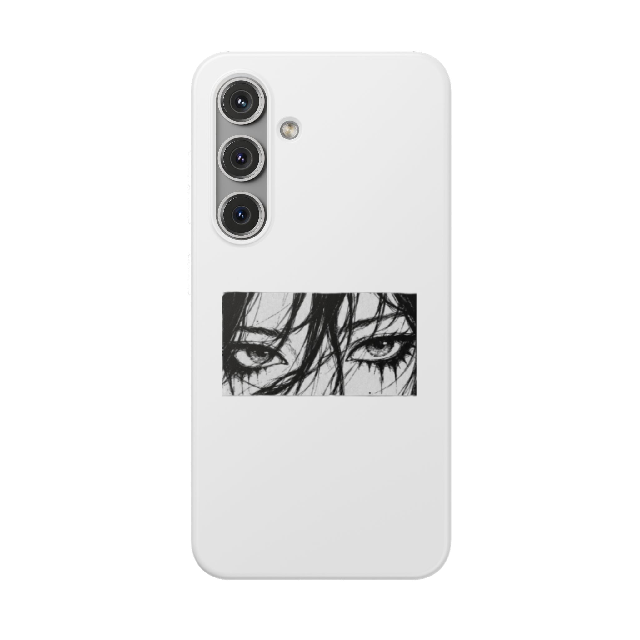 Anime Eyes Illustration Phone Case - Moody Black & White Flexi Case