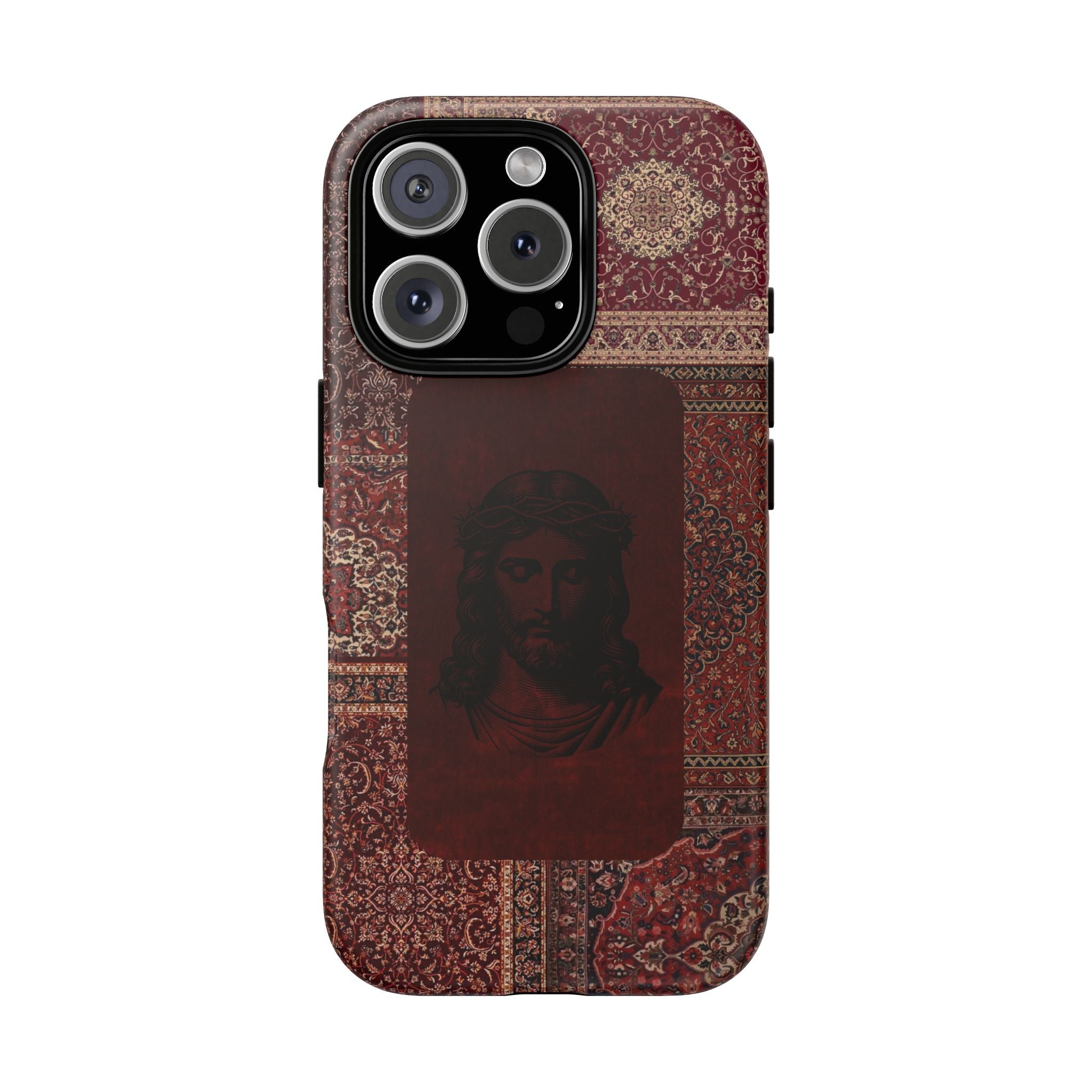 Religious Vintage Rug Phone Case — Jesus Portrait Tough Case
