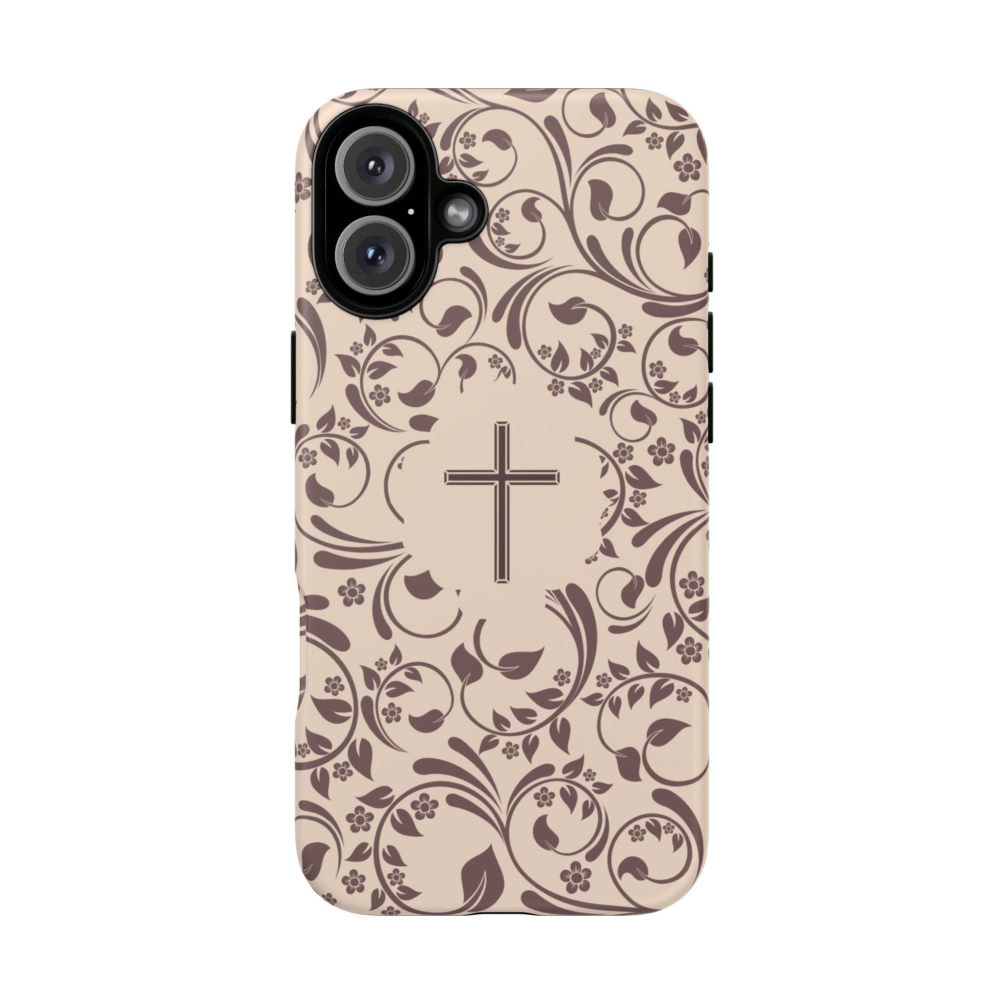 Christian Cross Floral Phone Case — Elegant Religious Protective Cover