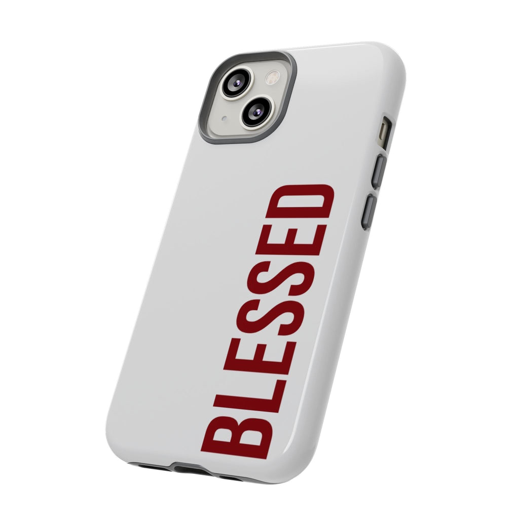 Blessed Vertical Phone Case — Protective Slim iPhone Cover with Red 'BLESSED' Text