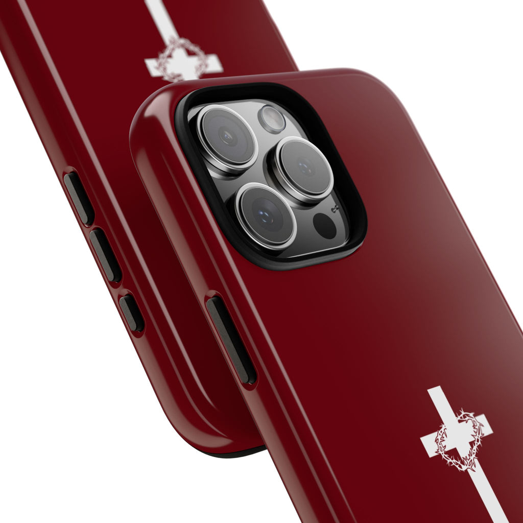 God's Plan — Christian Tough Phone Case | Cross Faith Burgundy Cover