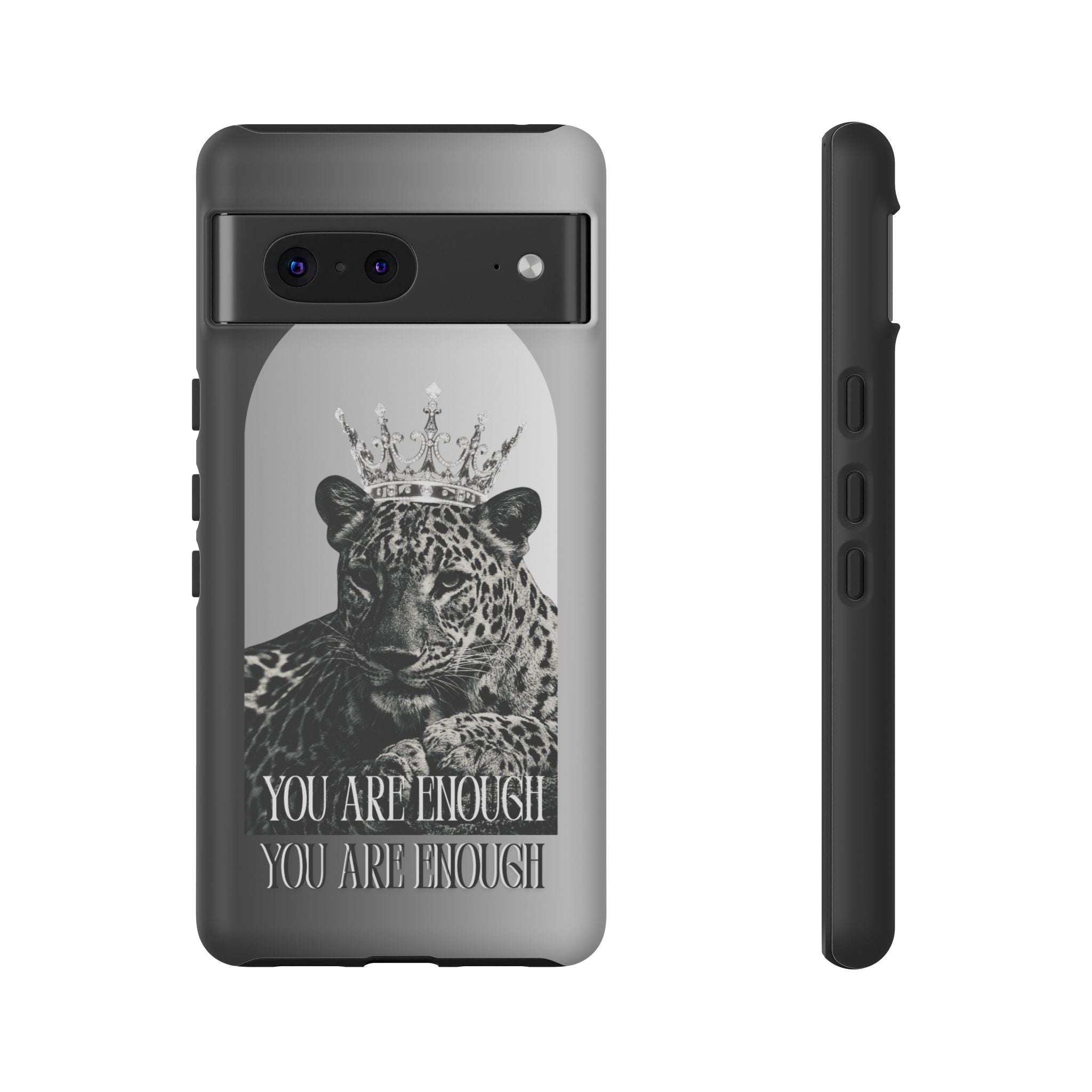 Leopard Crown Phone Case — "You Are Enough" Inspirational Protective Cover